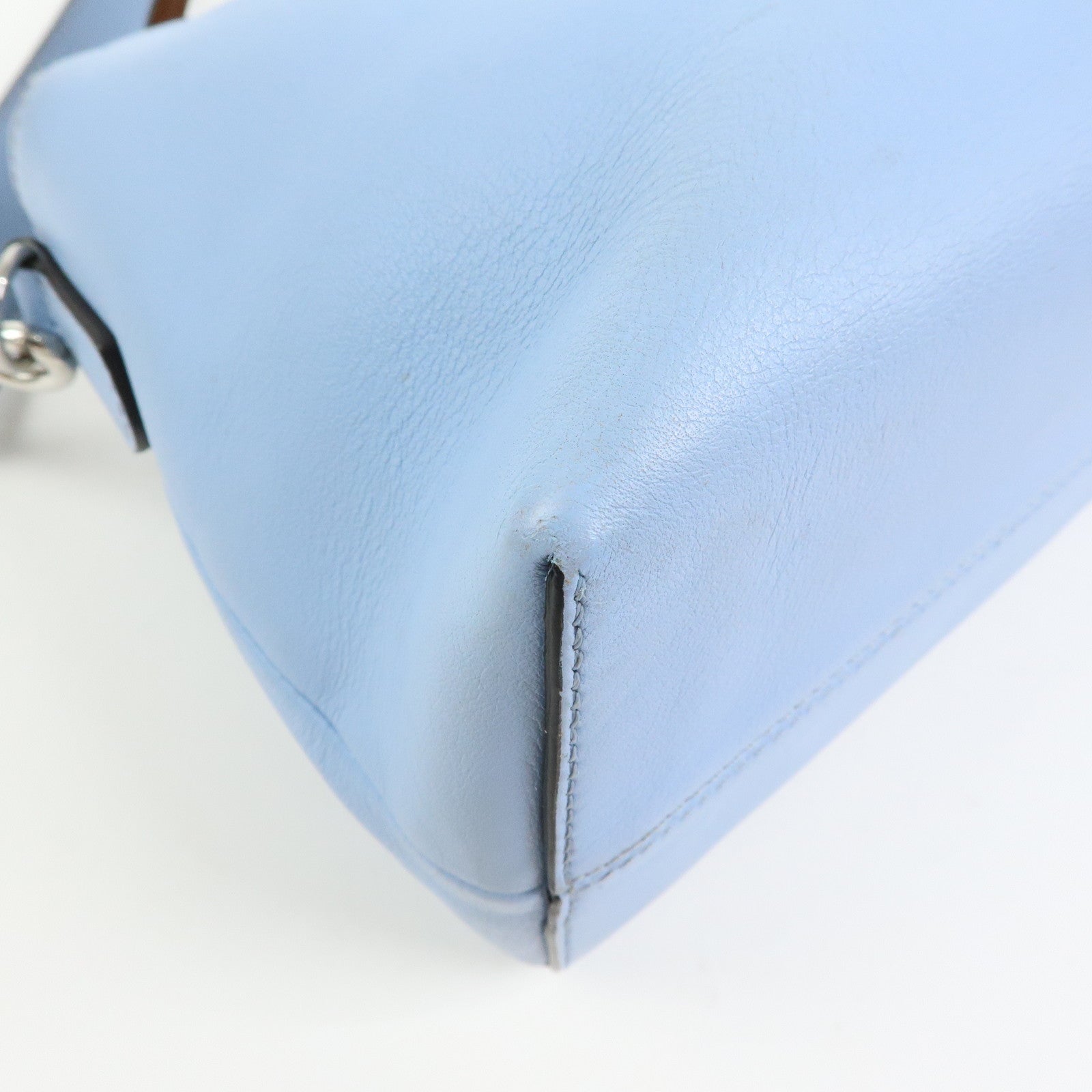 FENDI By The Way Medium Leather 2Way Bag Hand Light Blue 8BL146