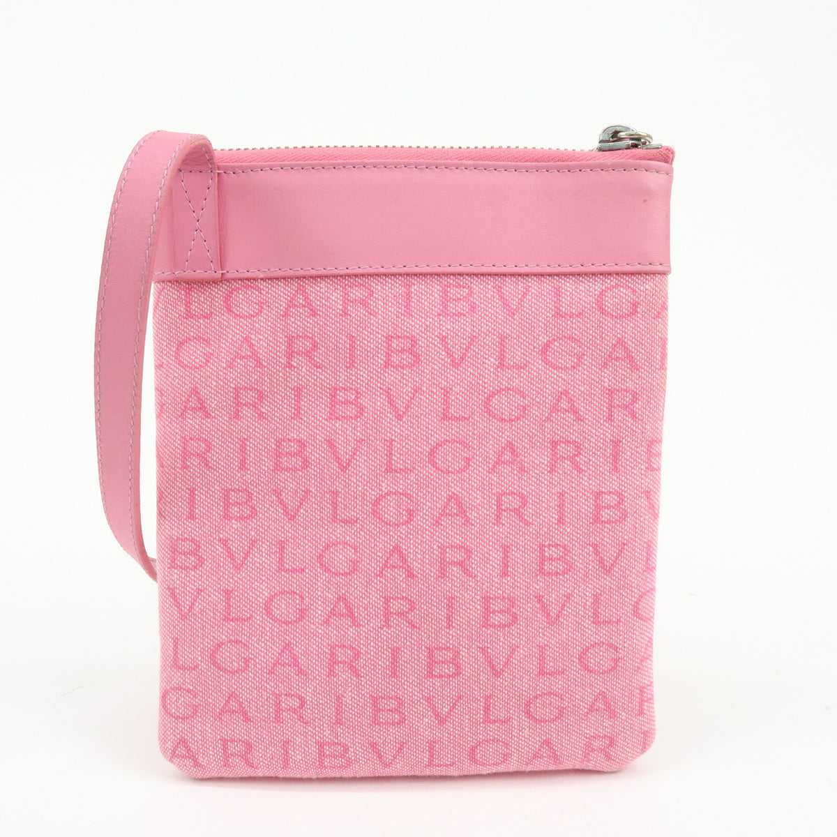 BVLGARI Logomania Canvas Leather Shoulder Bag Crossbody Bag Pink