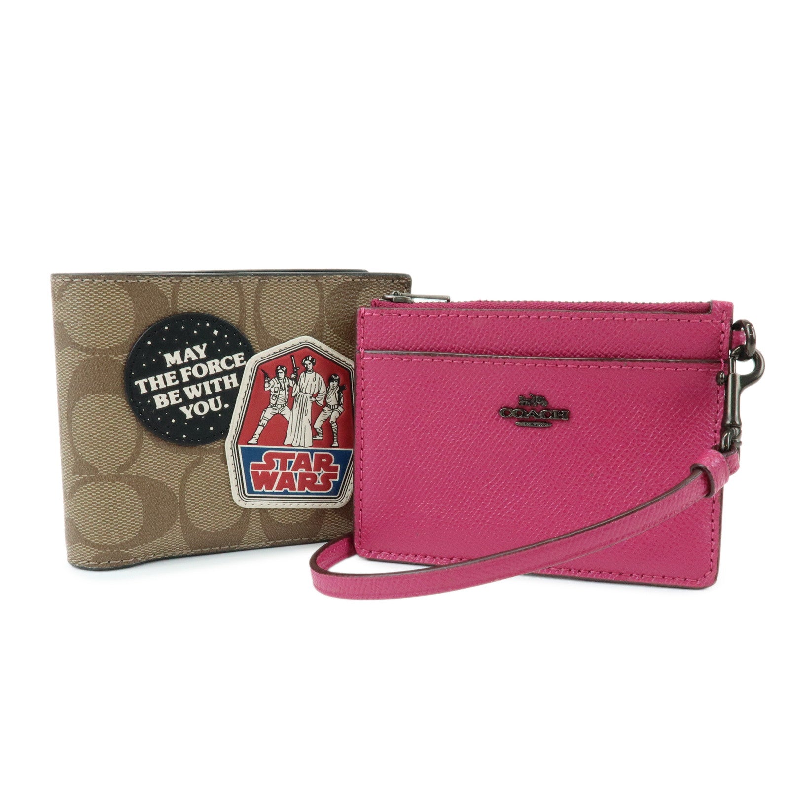 COACH Set of 2 Signature PVC Leather Compact Wallet Coin Case