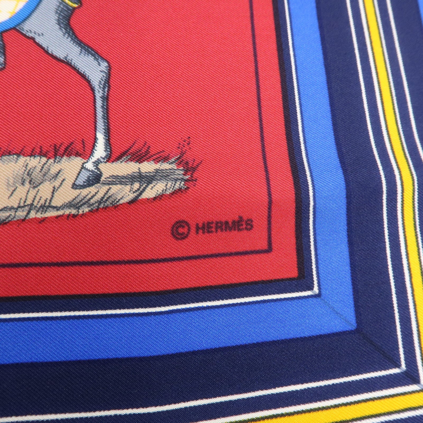 HERMES Carre 90 Silk 100% Scarf Couvertures et Tenues de Jour Red Blue