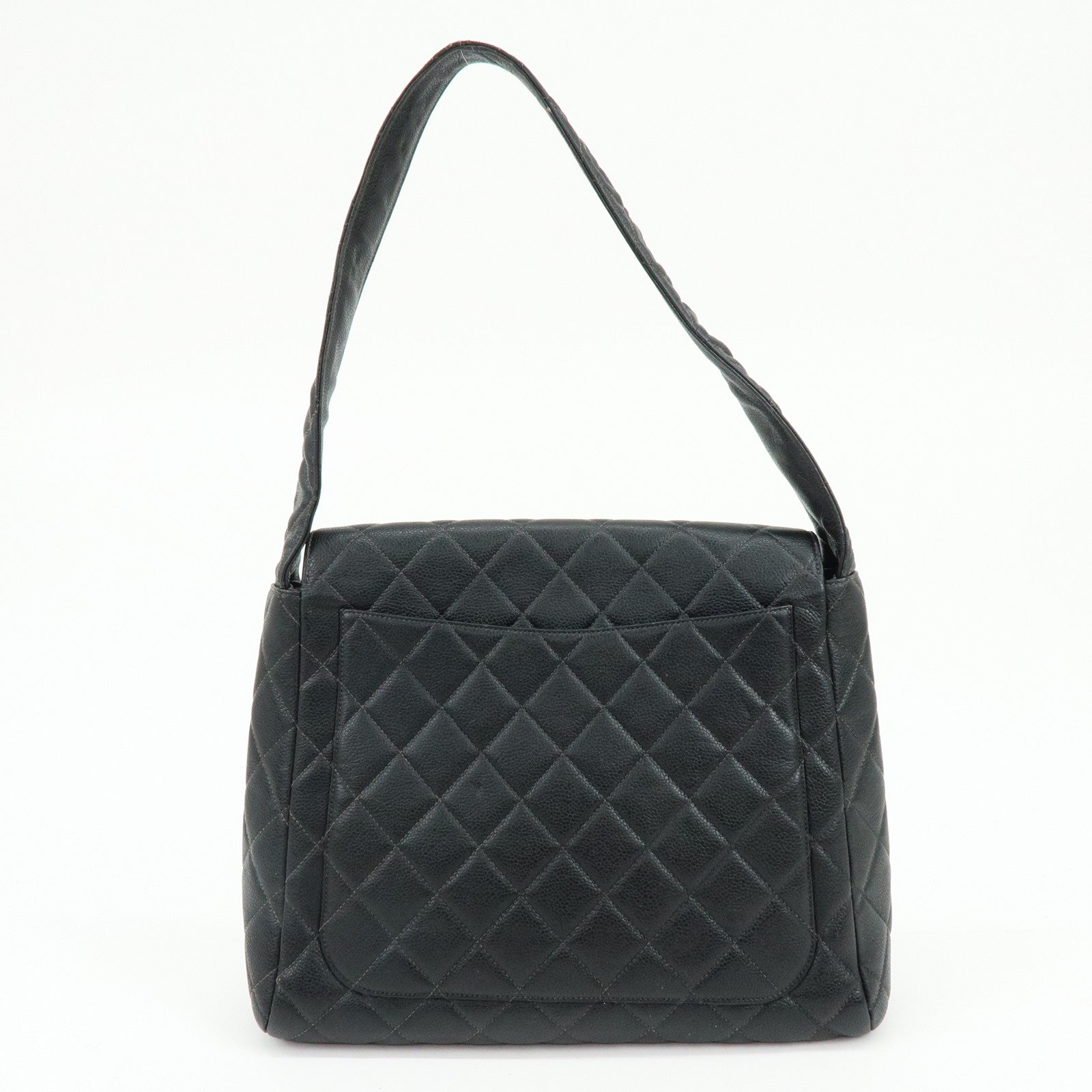 CHANEL COCO Mark Matelasse Caviar Skin Shoulder Bag Black