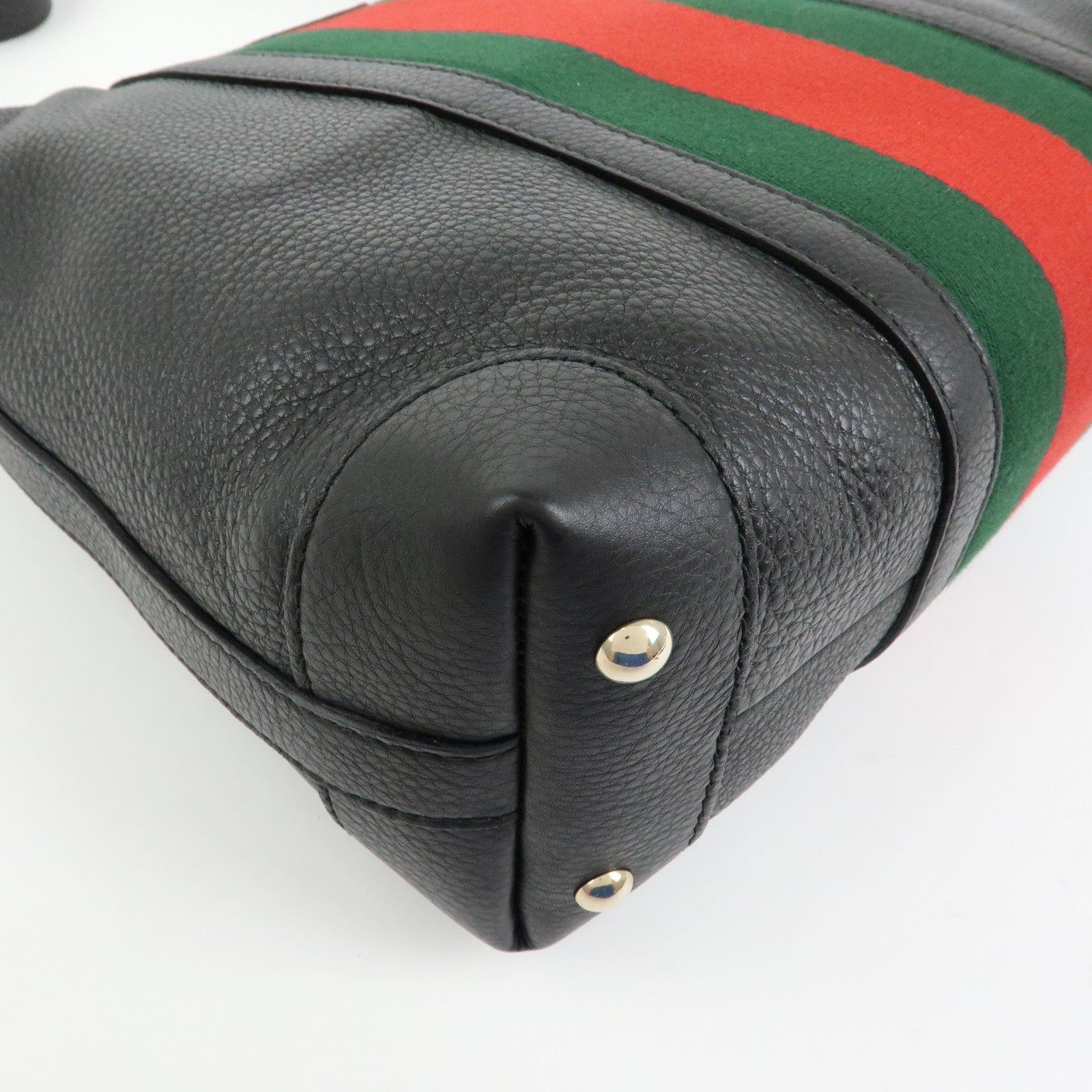 GUCCI Sherry Leather Shoulder Bag Hobo Bag Tote Bag Black 257084