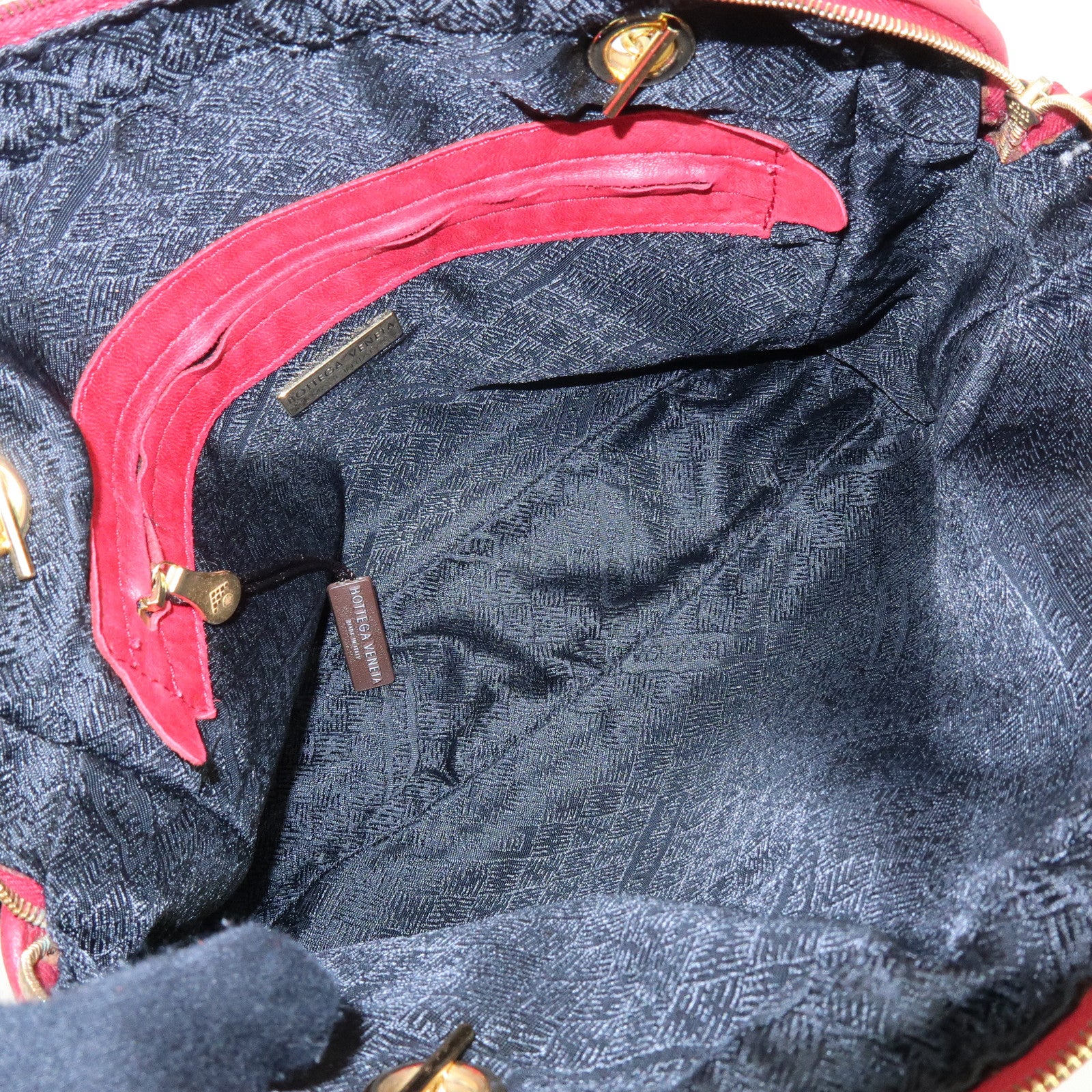 BOTTEGA VENETA Intrecciato Leather Shoulder Bag Tassel Red