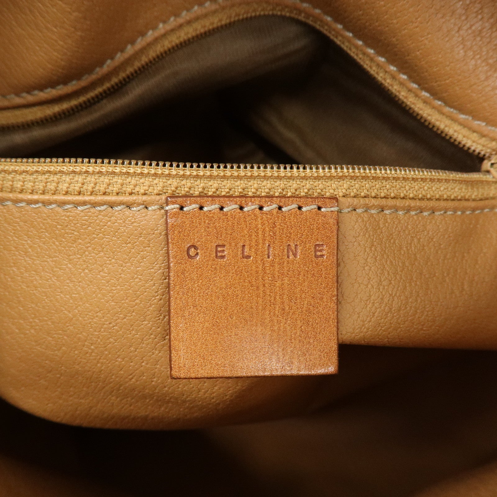 CELINE Macadam Logo PVC Leather 2Way Boston Bag Hand Bag Brown