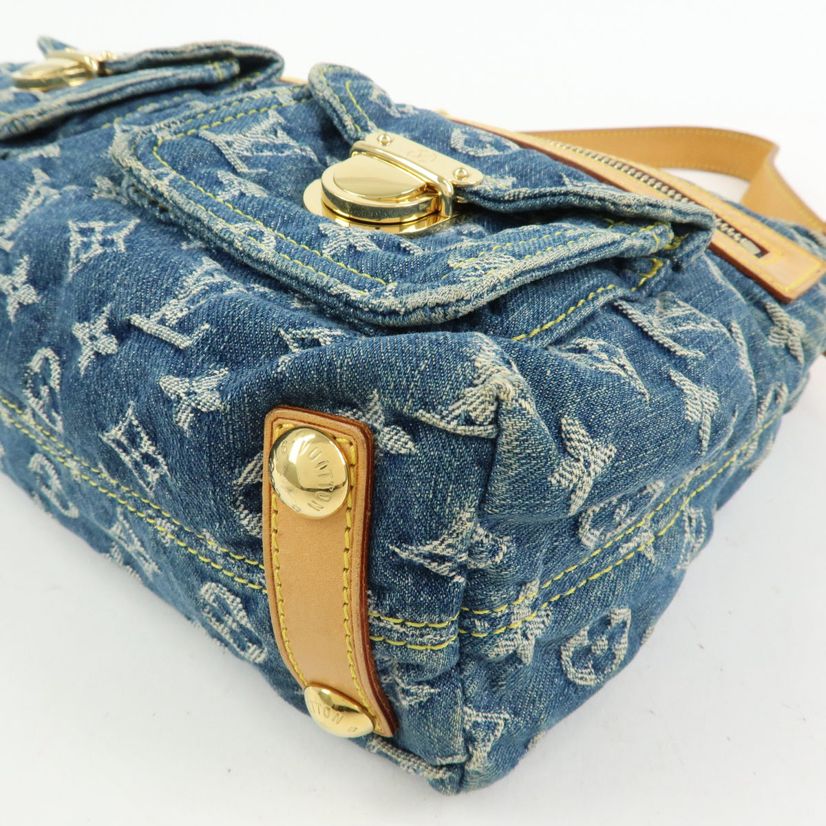 Louis Vuitton Monogram Denim Baggy PM 2Way Bag Shoulder Bag Blue M95049