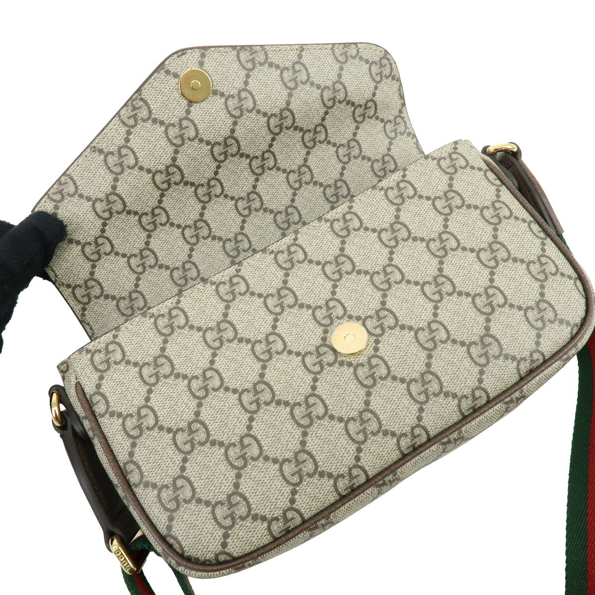 GUCCI Sherry Double G GG Supreme Leather Shoulder Bag Beige 764961
