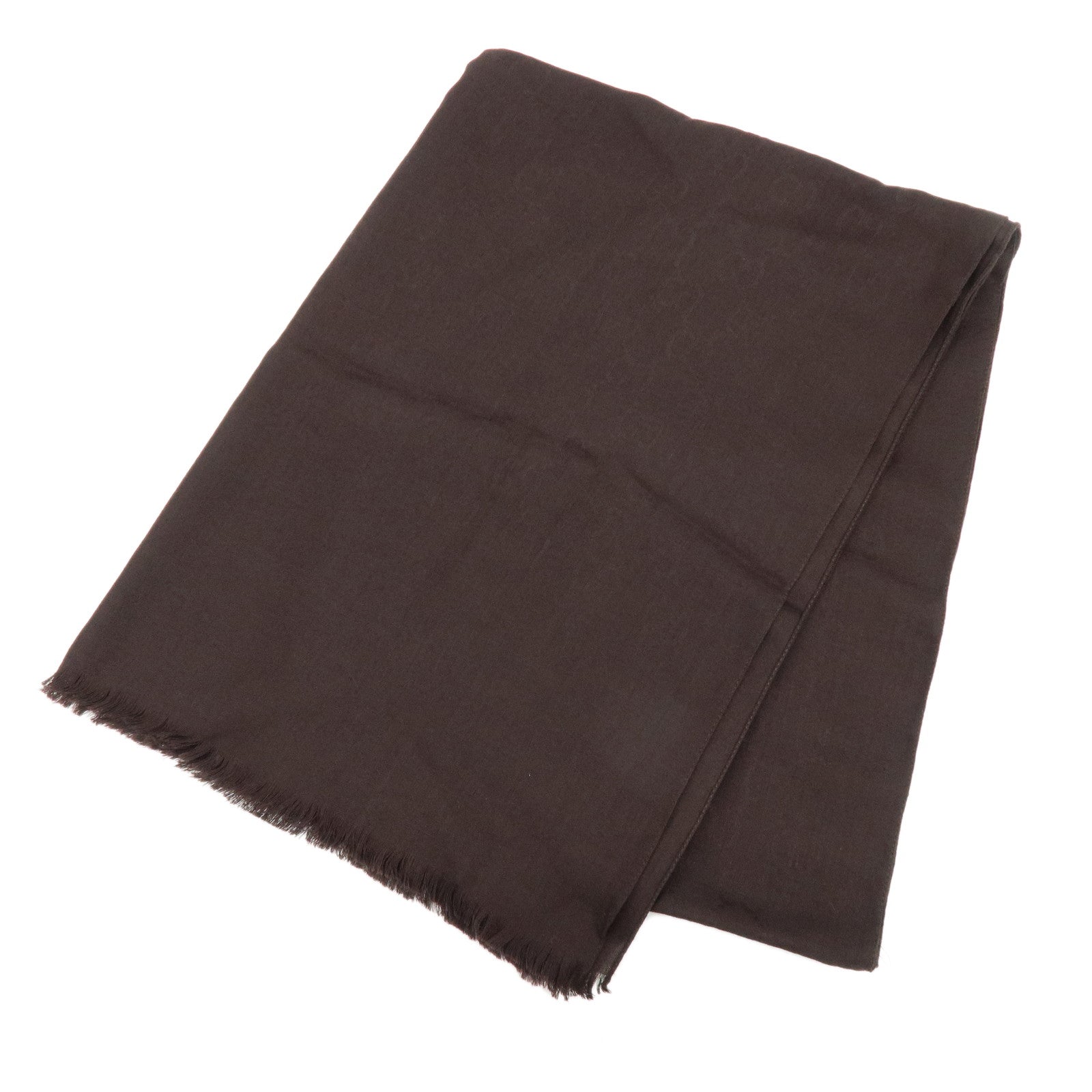 GUCCI GG Monogram Wool Sik Scarf Shawl Dark Brown