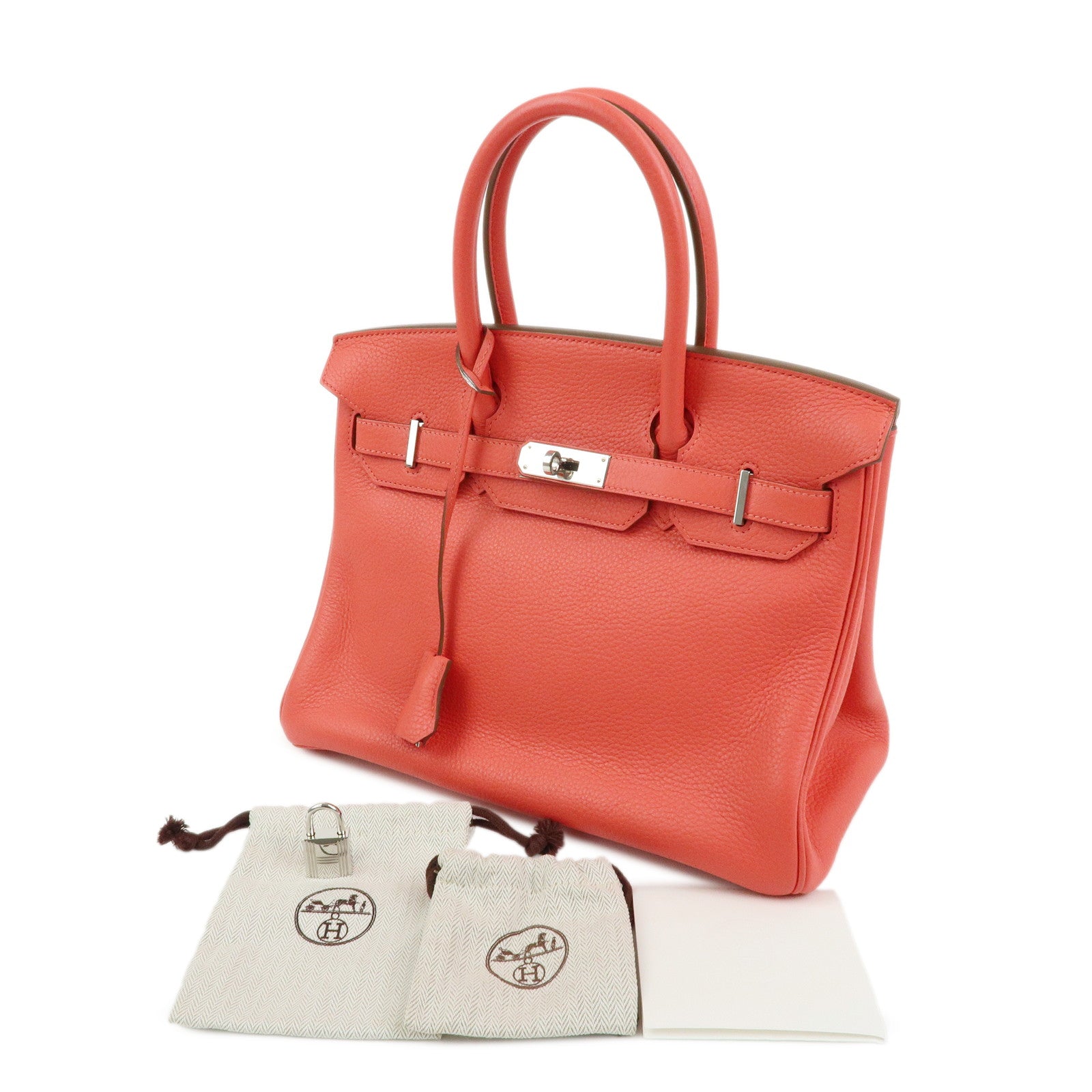 HERMES Birkin 30 Togo Leather Hand Bag □P Stamped Pink