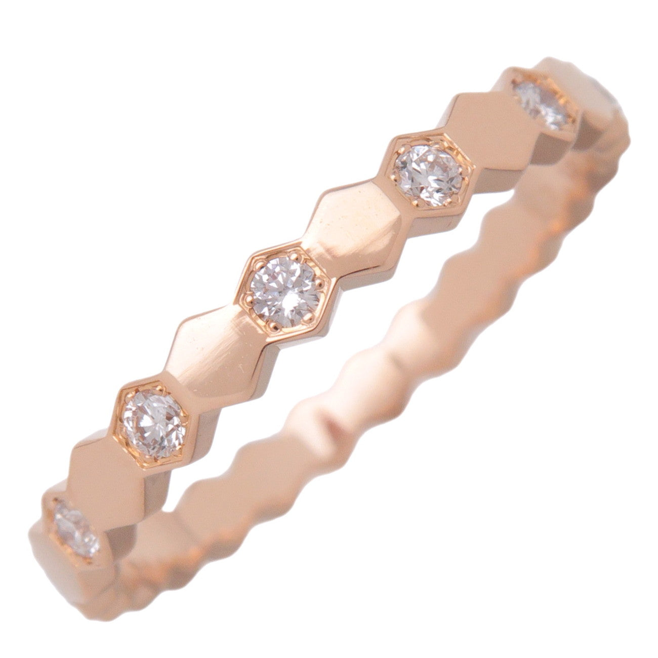 CHAUMET Bee My Love Honeycomb Half Pave Diamond Ring 750PG #49 081933