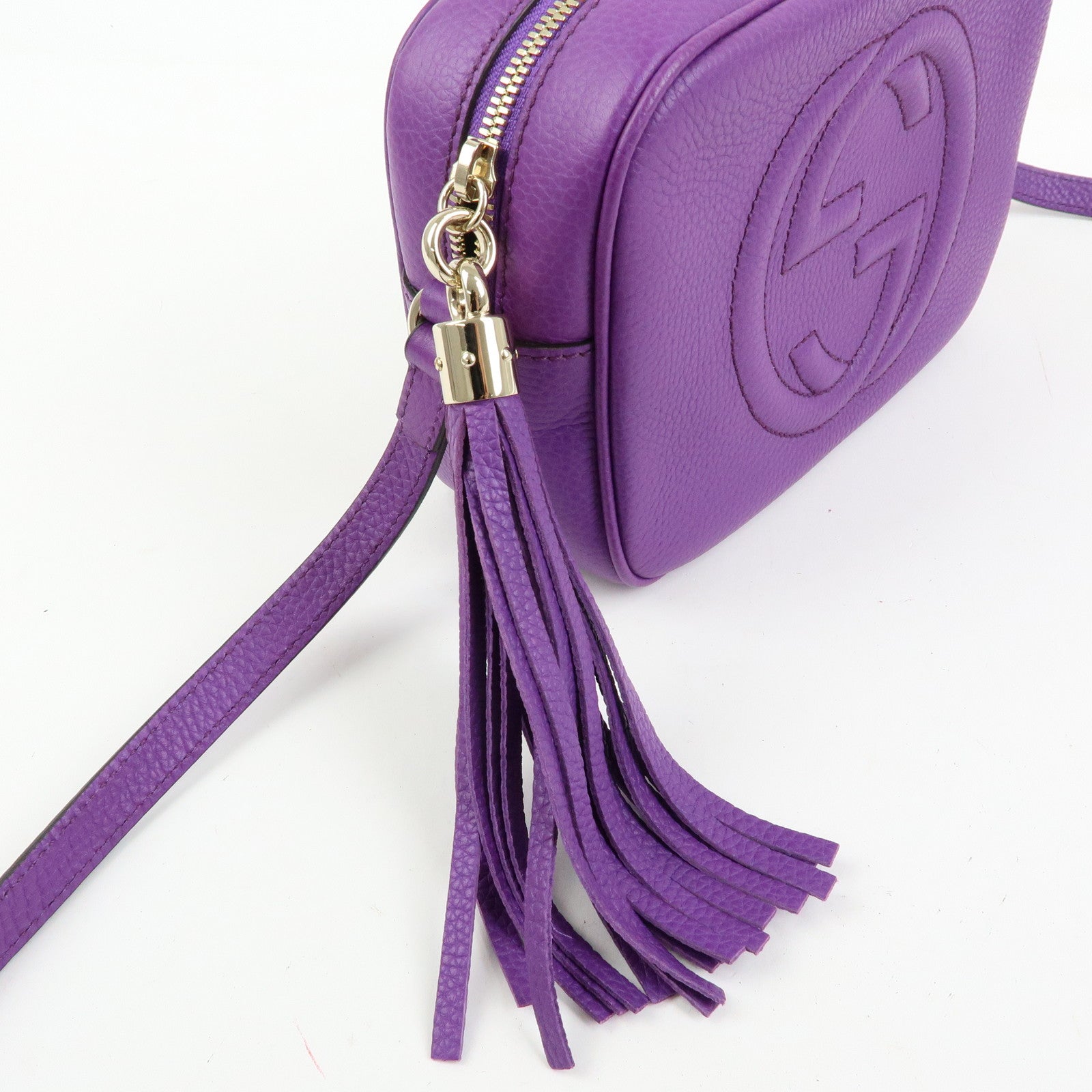 GUCCI SOHO Interlocking G Leahter Disco Bag Shoulder Bag Purple 308364