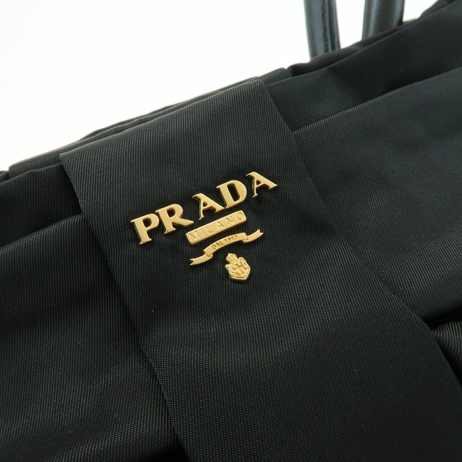 PRADA Nylon Leather Ribbon 2Way Bag Hand Bag Shoulder Bag Black