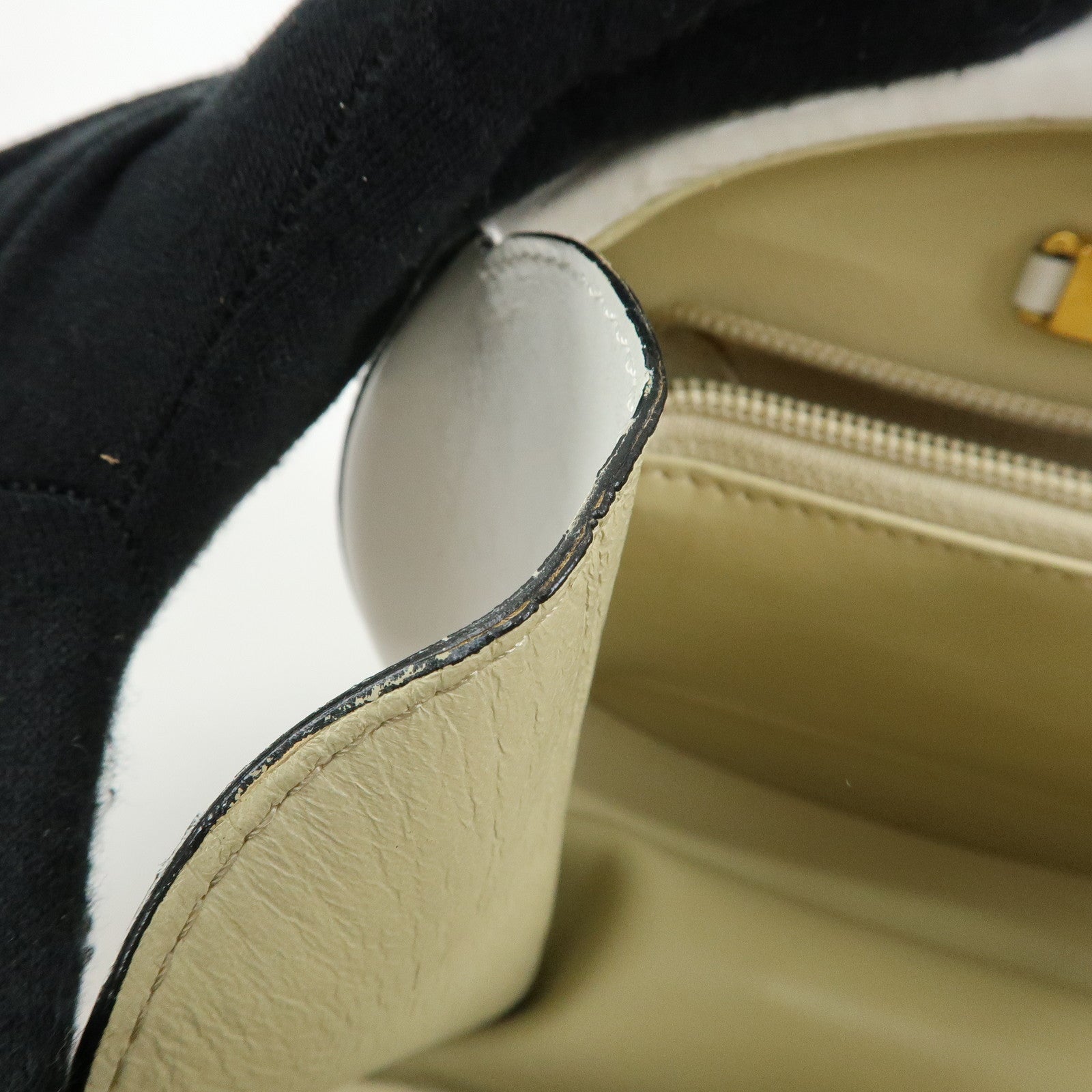 Loewe Logo Round Leather Hand Bag White