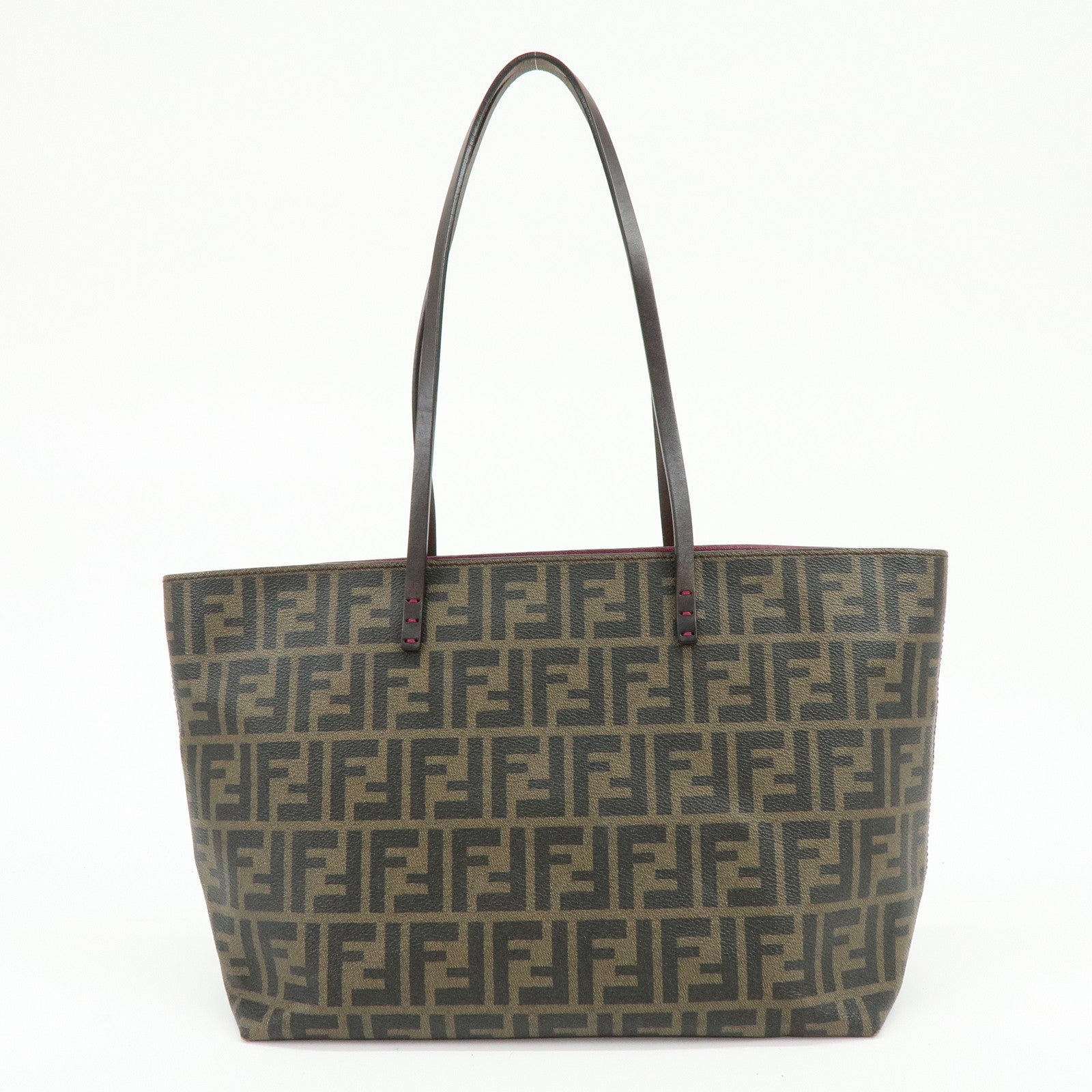 FENDI Zucca PVC Leather Tote Bag Shoulder Bag Brown Black 8BH198