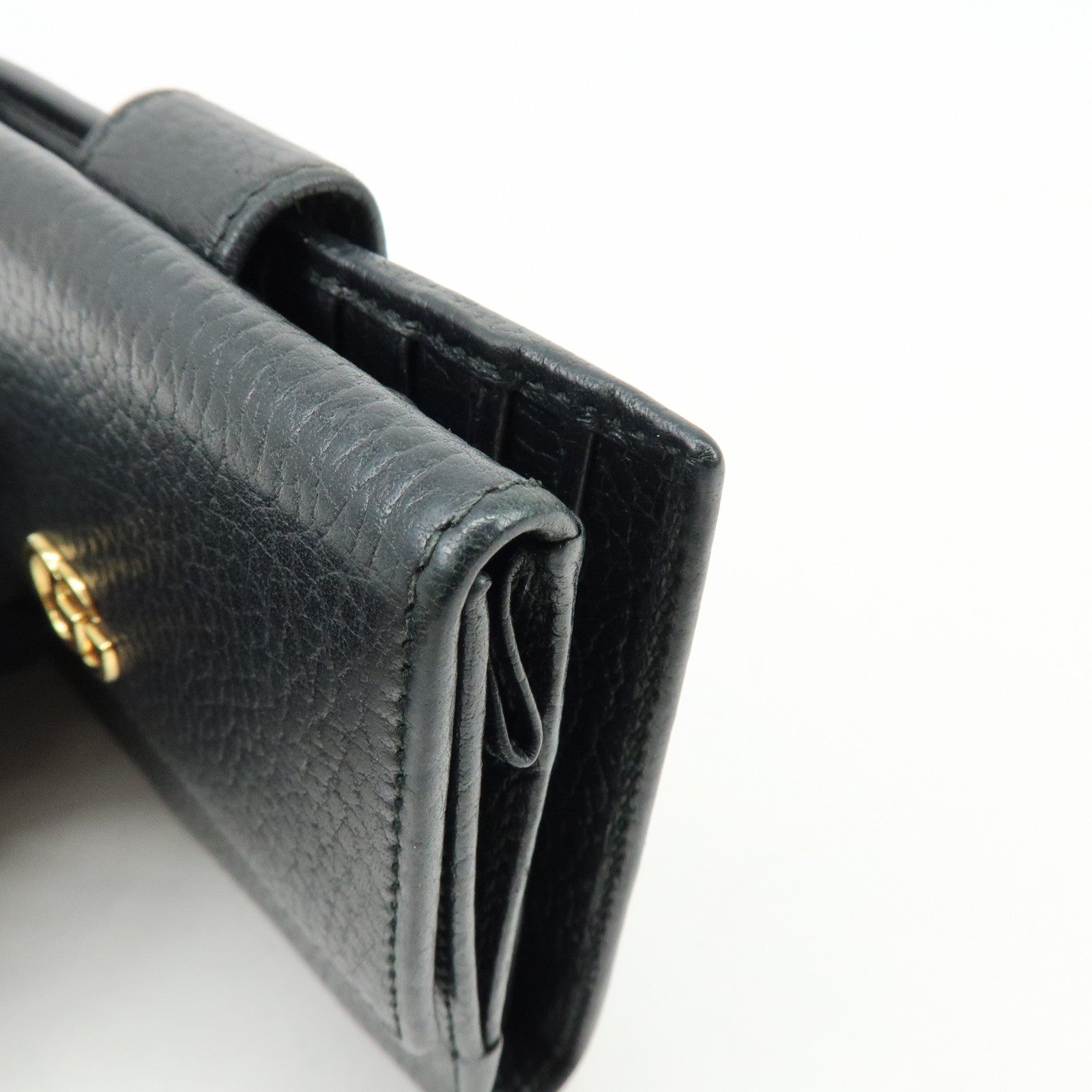 GUCCI GG Petit Marmont Leather Double Hook Compact Wallet Black 456122