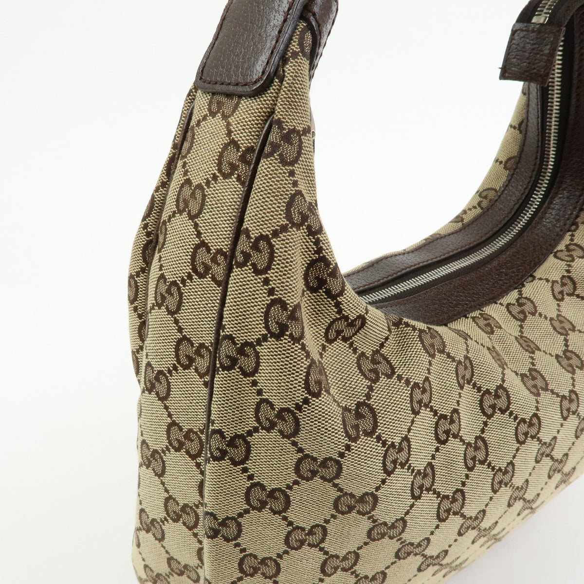 GUCCI Sherry GG Canvas Leather Shoulder Bag Beige Brown 145757