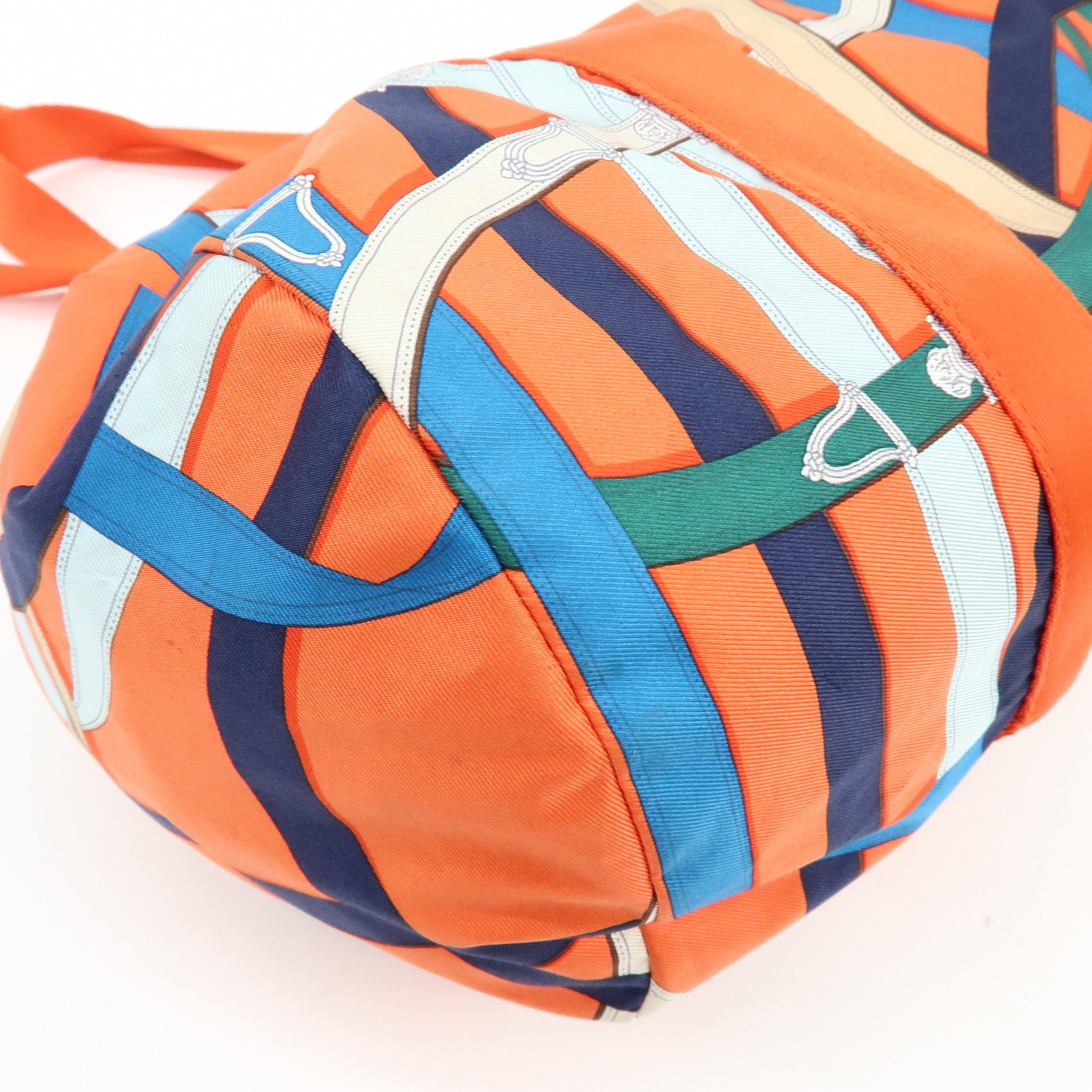 HERMES Airsilk Duffle 38 Silk Leather Shoulder Bag Hand Bag Orange