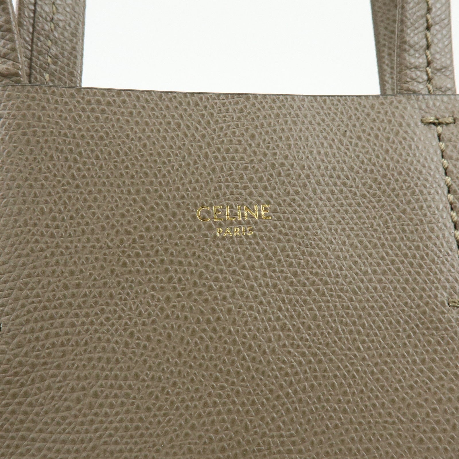 CELINE Vertical Cabas Leather 2Way Hand Bag Shouder Bag Greige