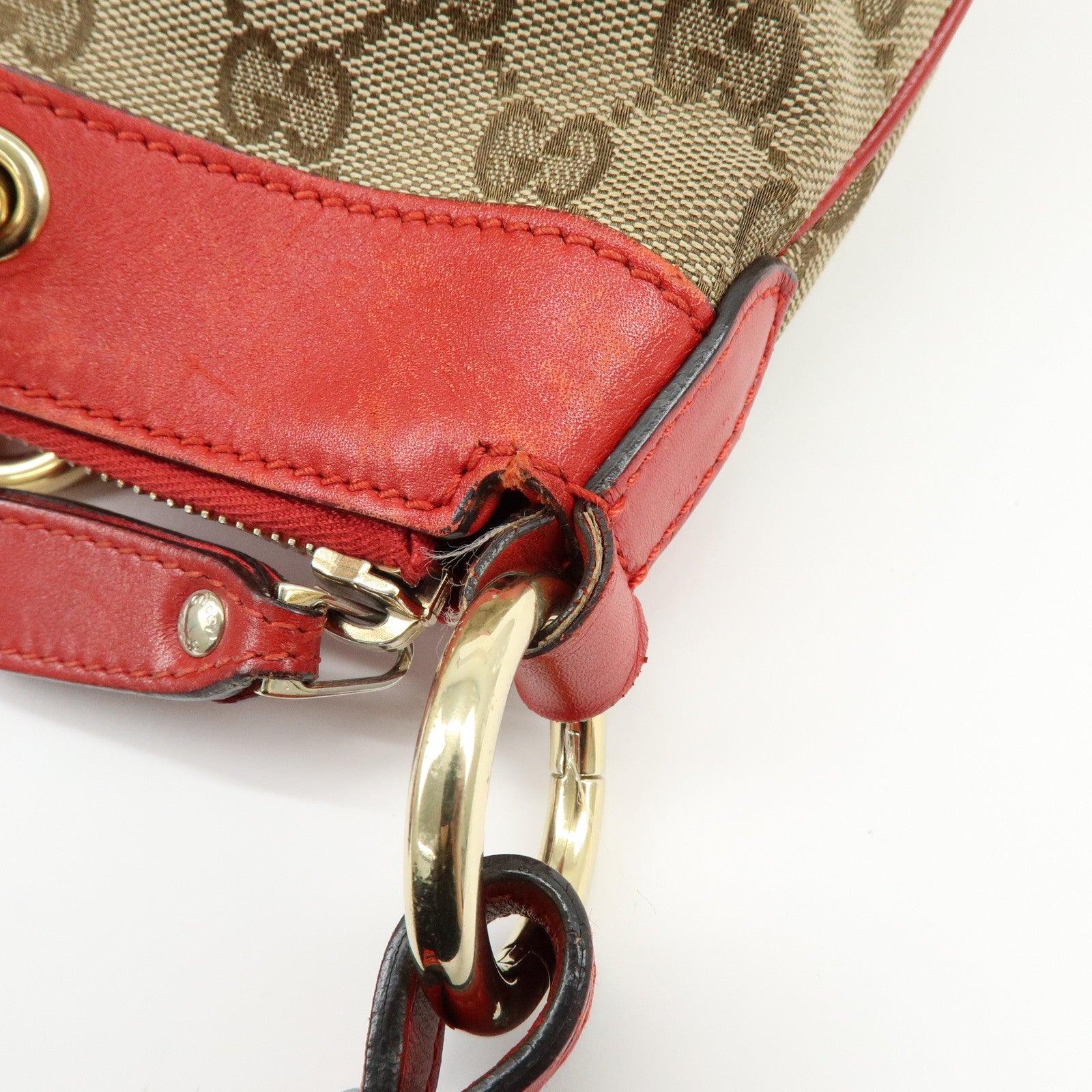 GUCCI GG Canvas Leather Shoulder Bag Valentine Limited 309122