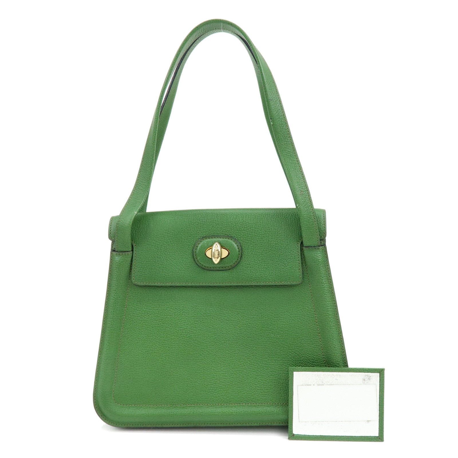 DELVAUX Louise Leather Shoulder Bag Hand Bag Green