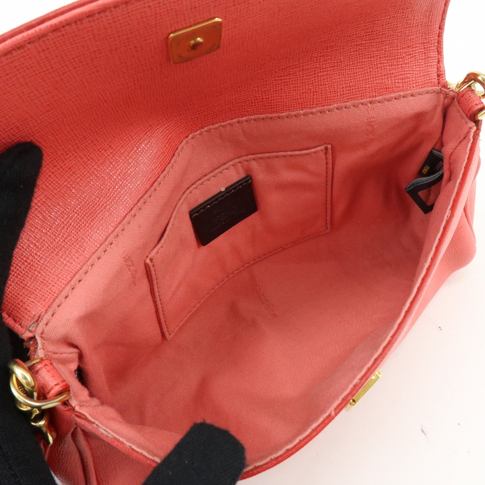 FENDI PVC Mini Pochette Shoulder Bag Crossbody Bag Pink 8M0315