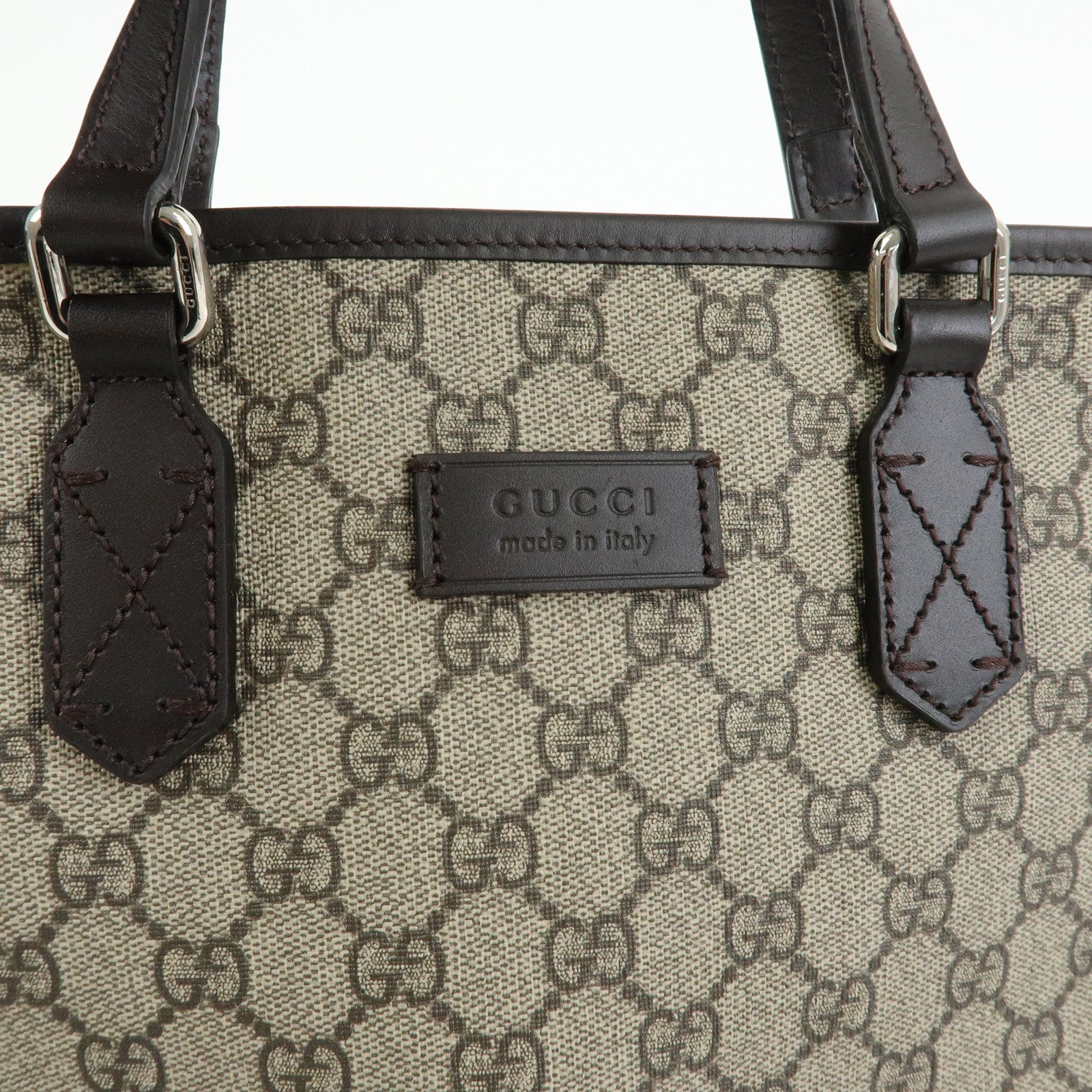 GUCCI GG Supreme 2Way Bag Hand Bag Shoulder Bag Beige Brown 429019
