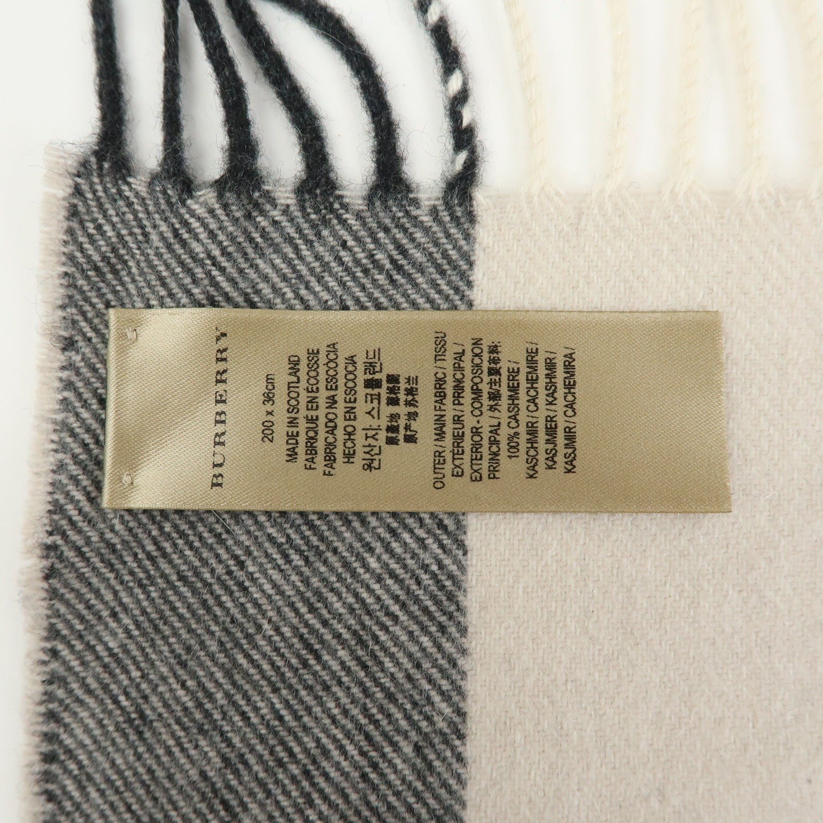 BURBERRY Lot of 2 Cashmere 100% Scarf Shawl Nova Plaid Grey Off White