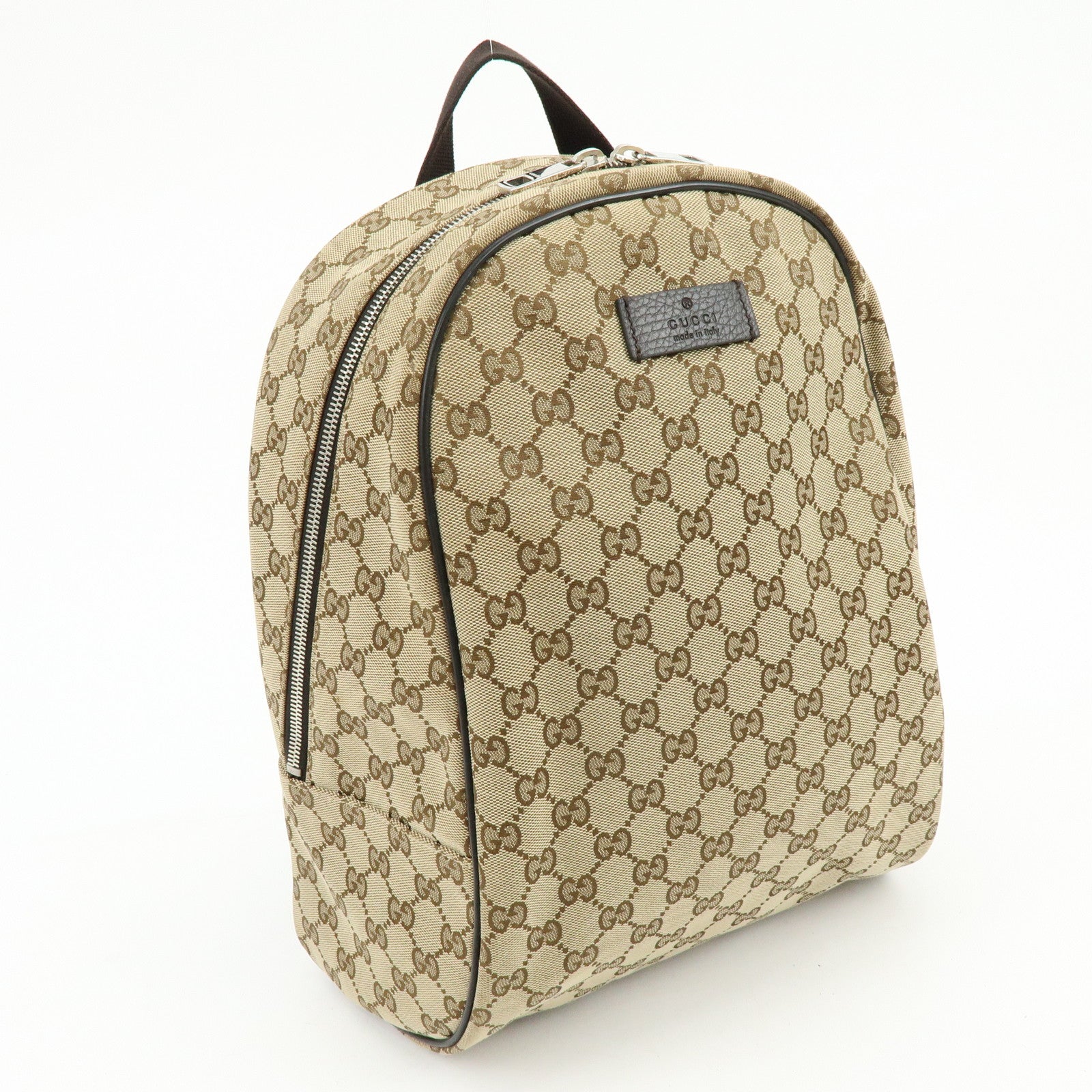 GUCCI GG Canvas Leather Backpack Rucksuck Beige Brown 449906