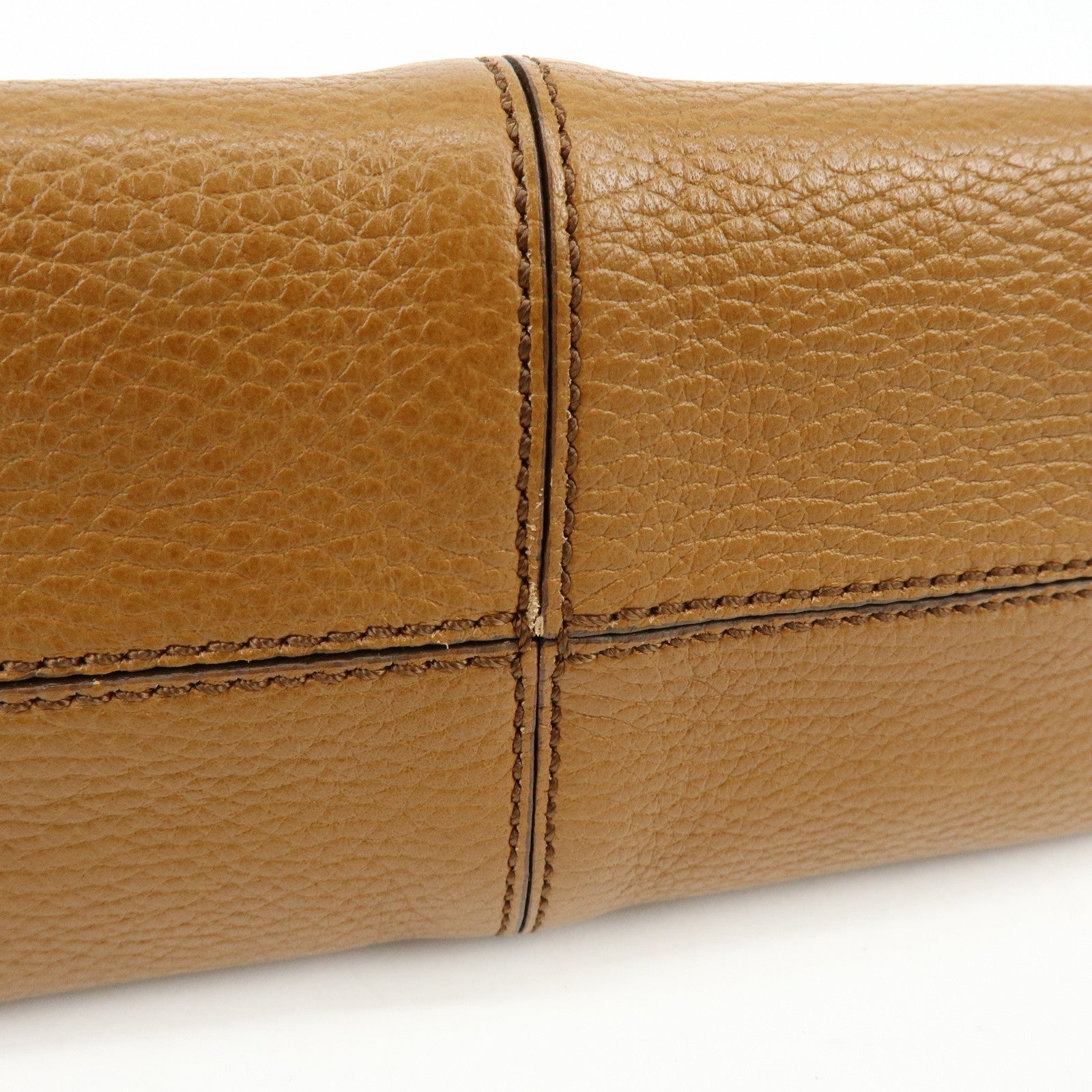 TOD'S Logo Leather Shoulder Bag Hand Bag Tote Bag Camel Brown