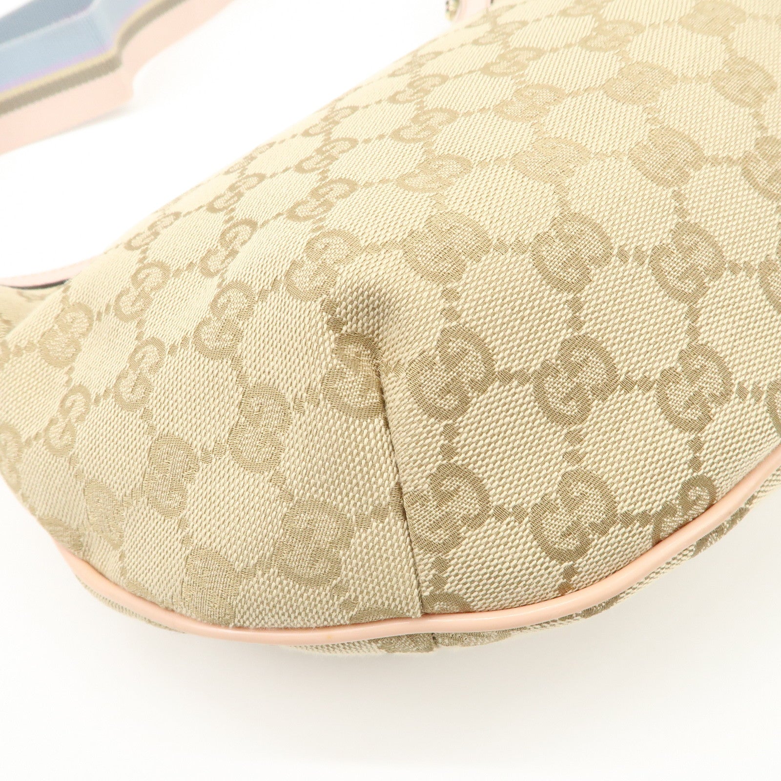GUCCI GG Canvas Leather Shoulder Bag Crossbody Bag Beige Pink 181092 Used