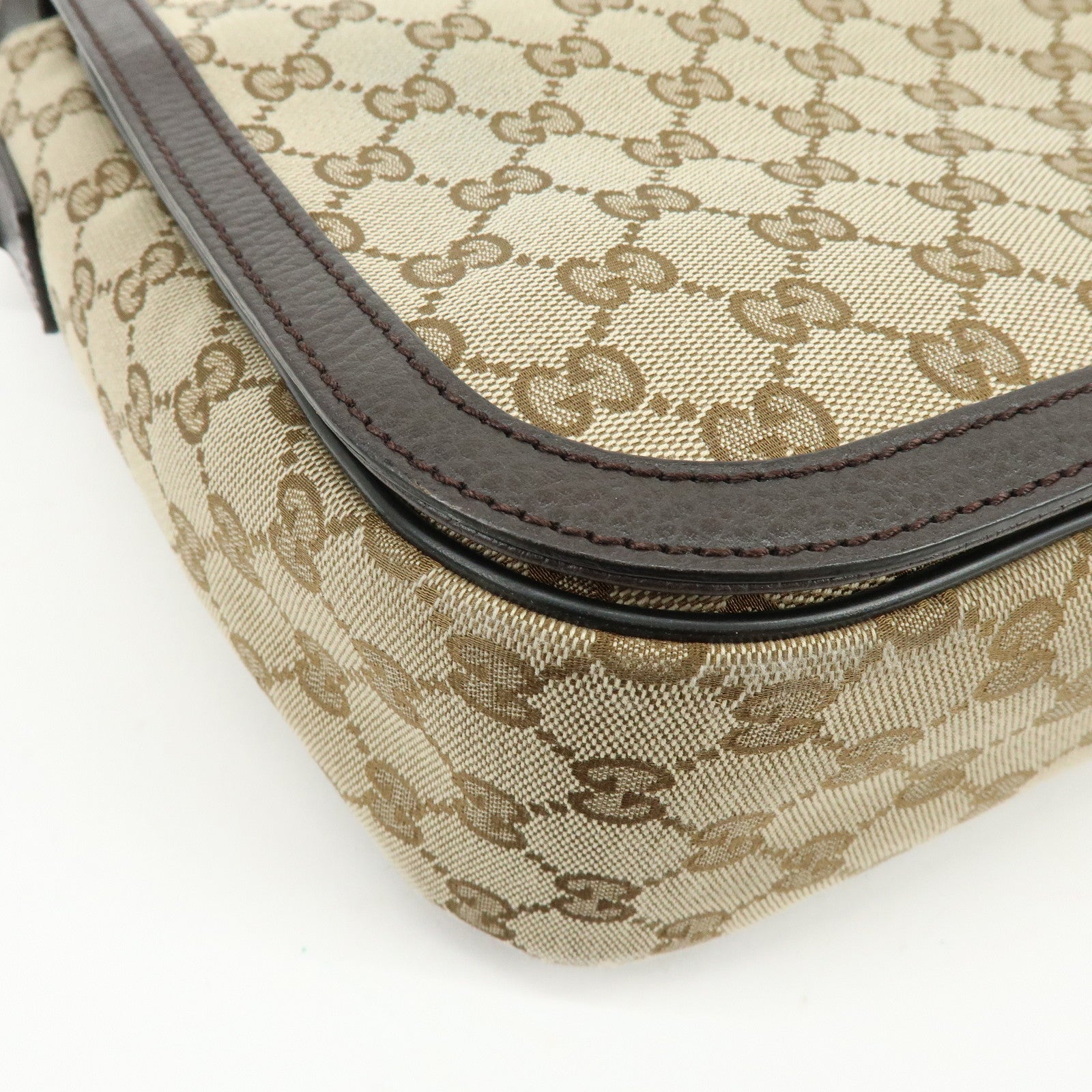 GUCCI GG Canvas Leather Shoulder Bag Crossbody Bag Beige Brown 449171