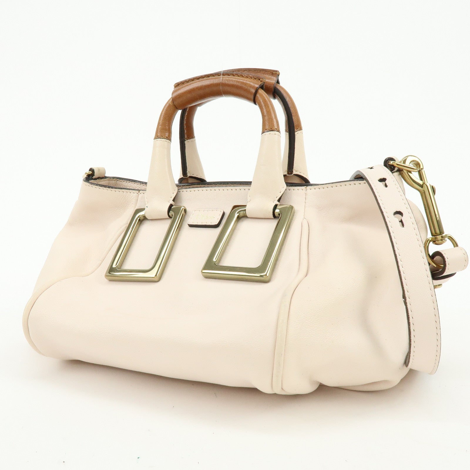 Chloe Ethel Leather 2Way Bag Shoulder Bag Hand Bag Light Beige