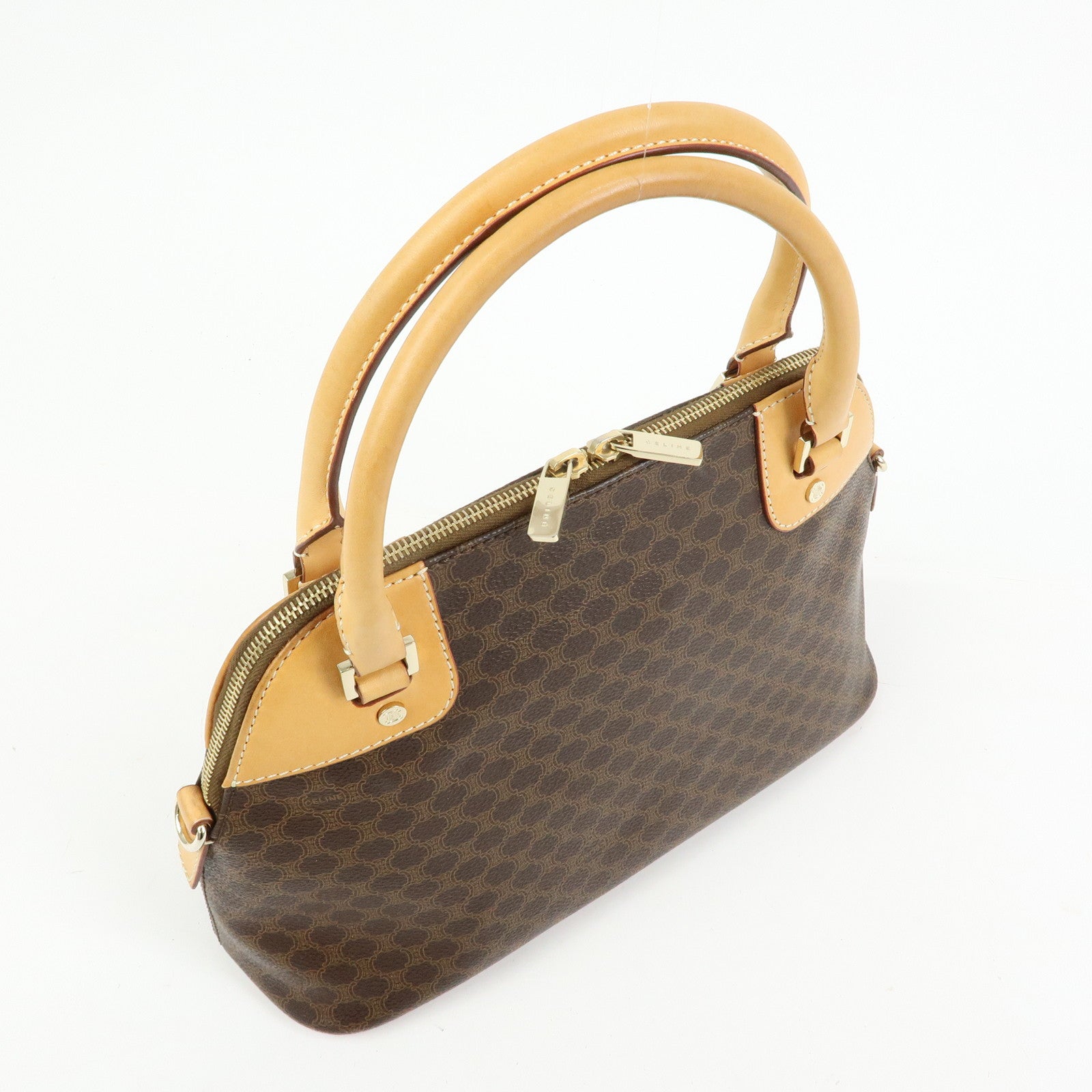 CELINE Macadam PVC Leather 2Way Bag Hand Bag Brown