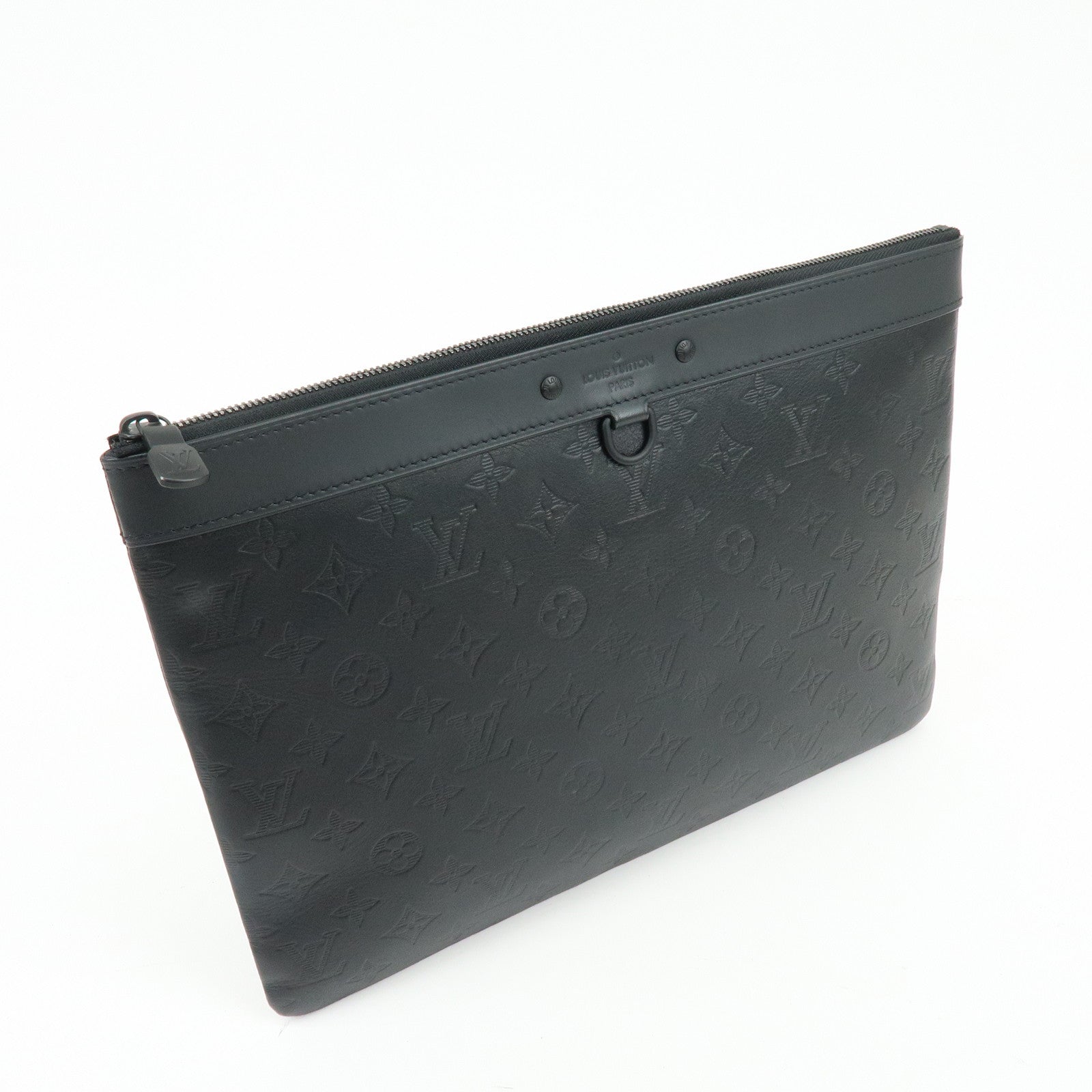 Louis Vuitton Monogram Shadow Pochette Discovery Cluth Bag Black M62903