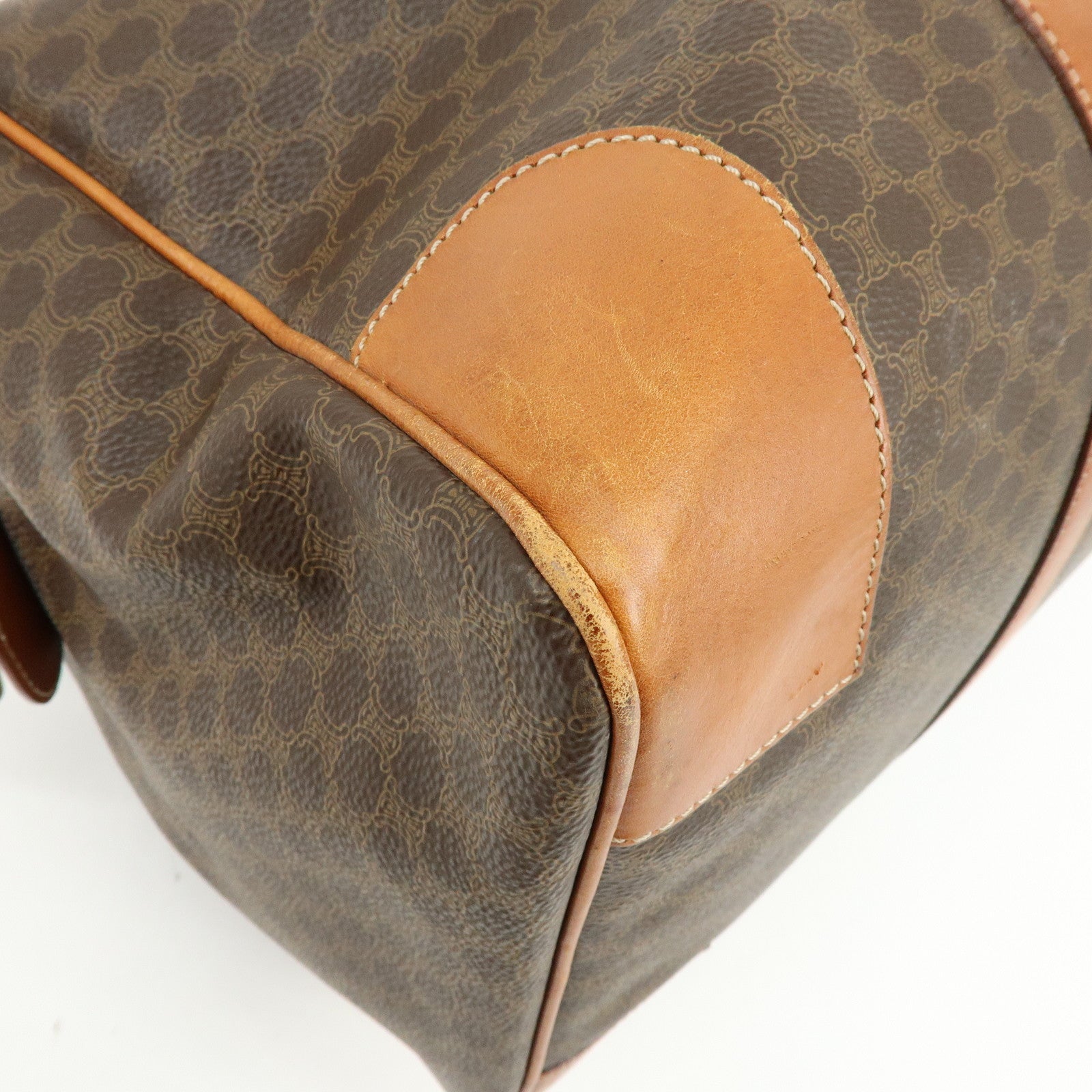 CELINE Macadam PVC Leather Boston Bag Hand Bag Brown