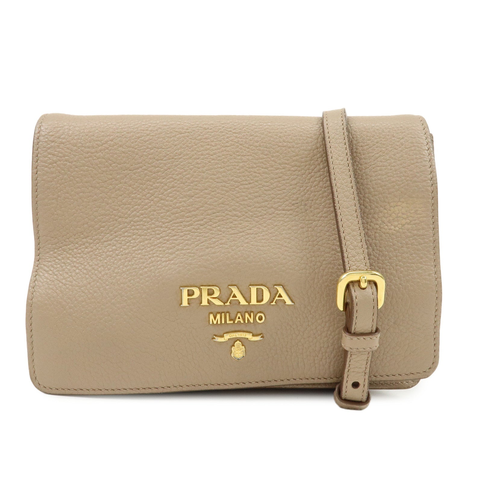 PRADA Leather Shoulder Bag Crossbody Bag Pink Beige 1BD159