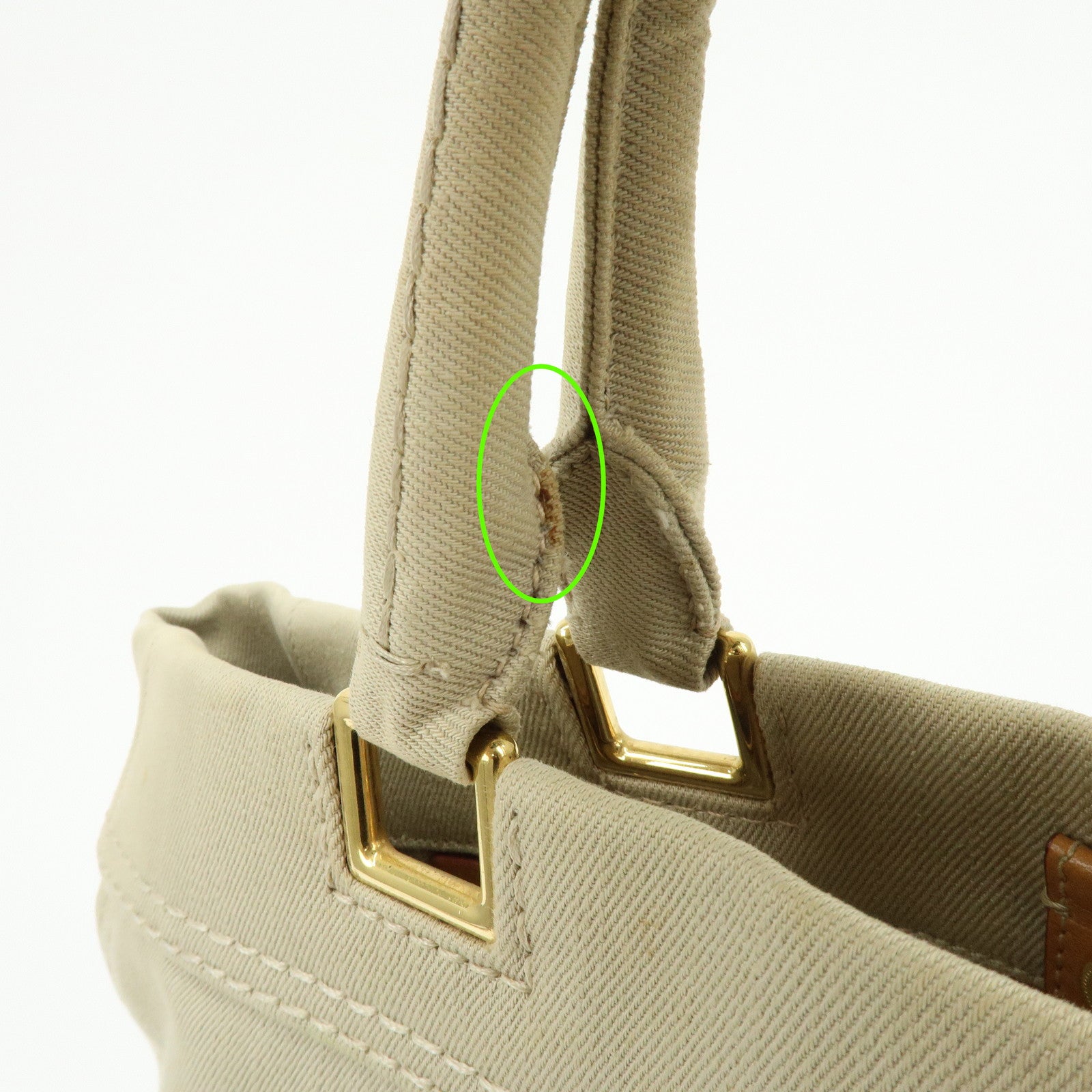 PRADA Triangle Logo Canvas 2Way Bag Tote Shoulder Bag Beige BN2069