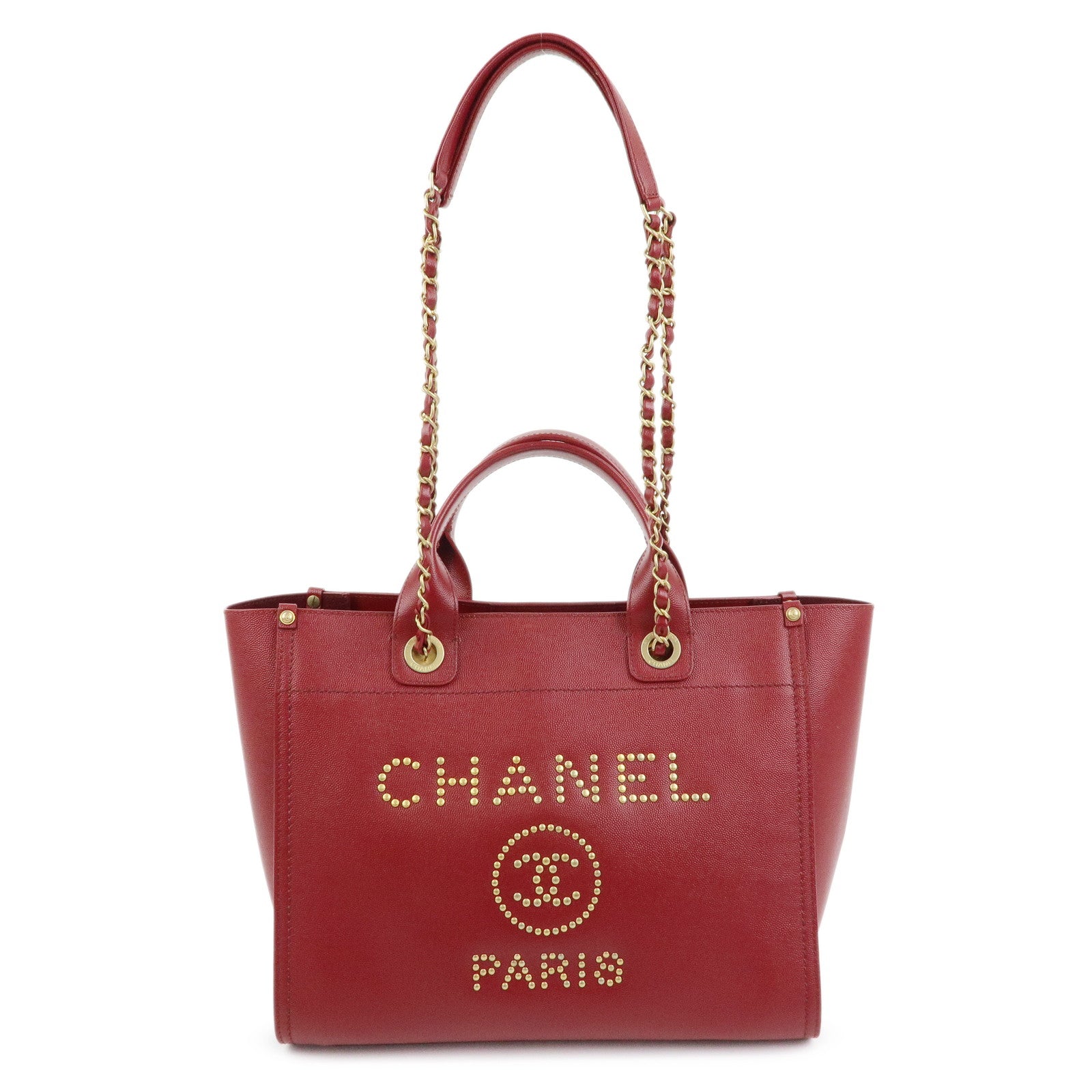 CHANEL Deauville Tote MM Caviarskin 2WAY Hand Bag Shoulder Bag A57069