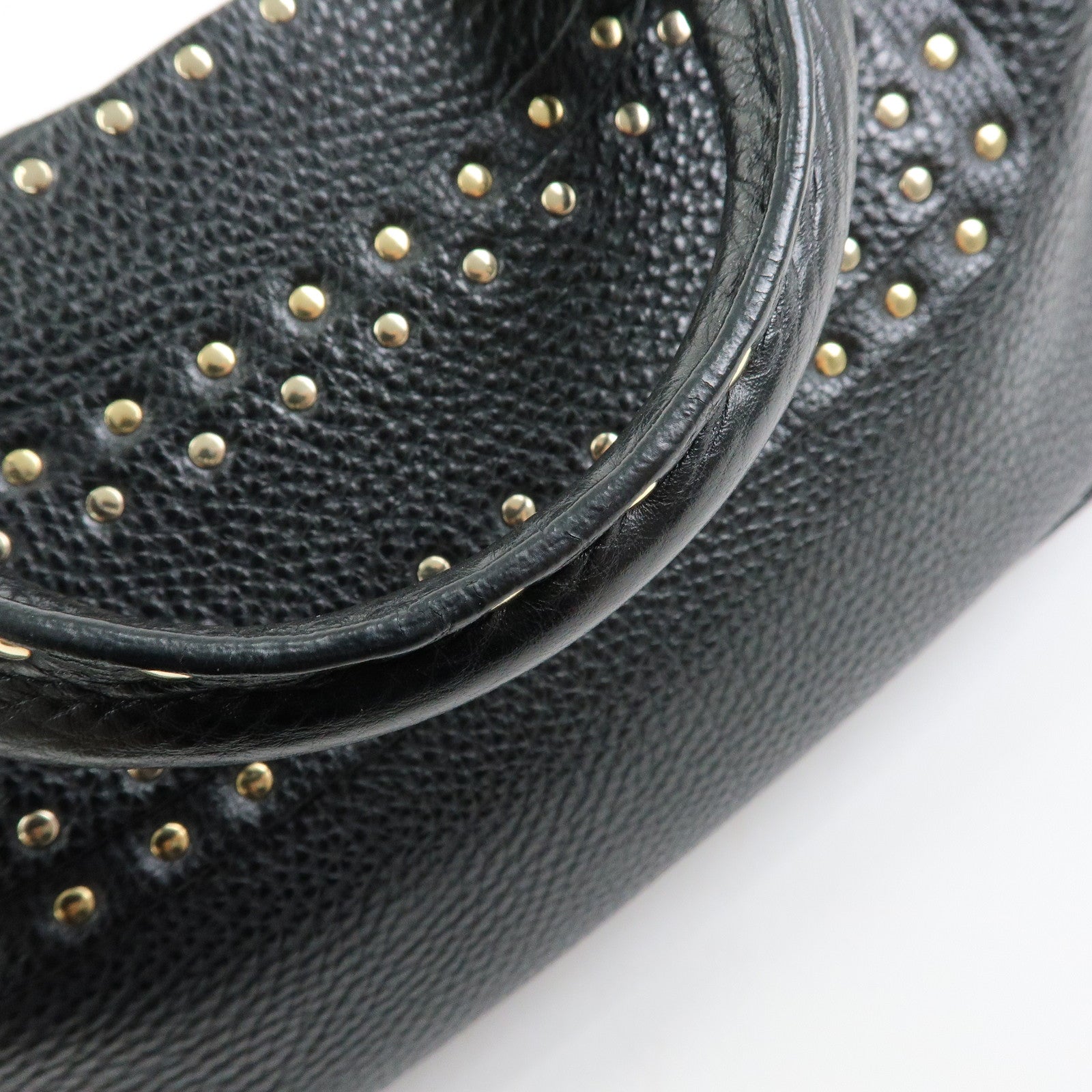 CELINE Boogie Bag Leather Hand Bag Tote Bag Studs Black