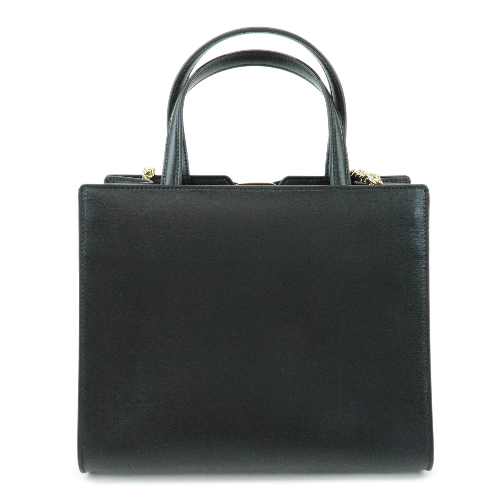 Ferragamo Vara Ribbon Leather 2Way Bag Hand Bag Black AU-21 1290