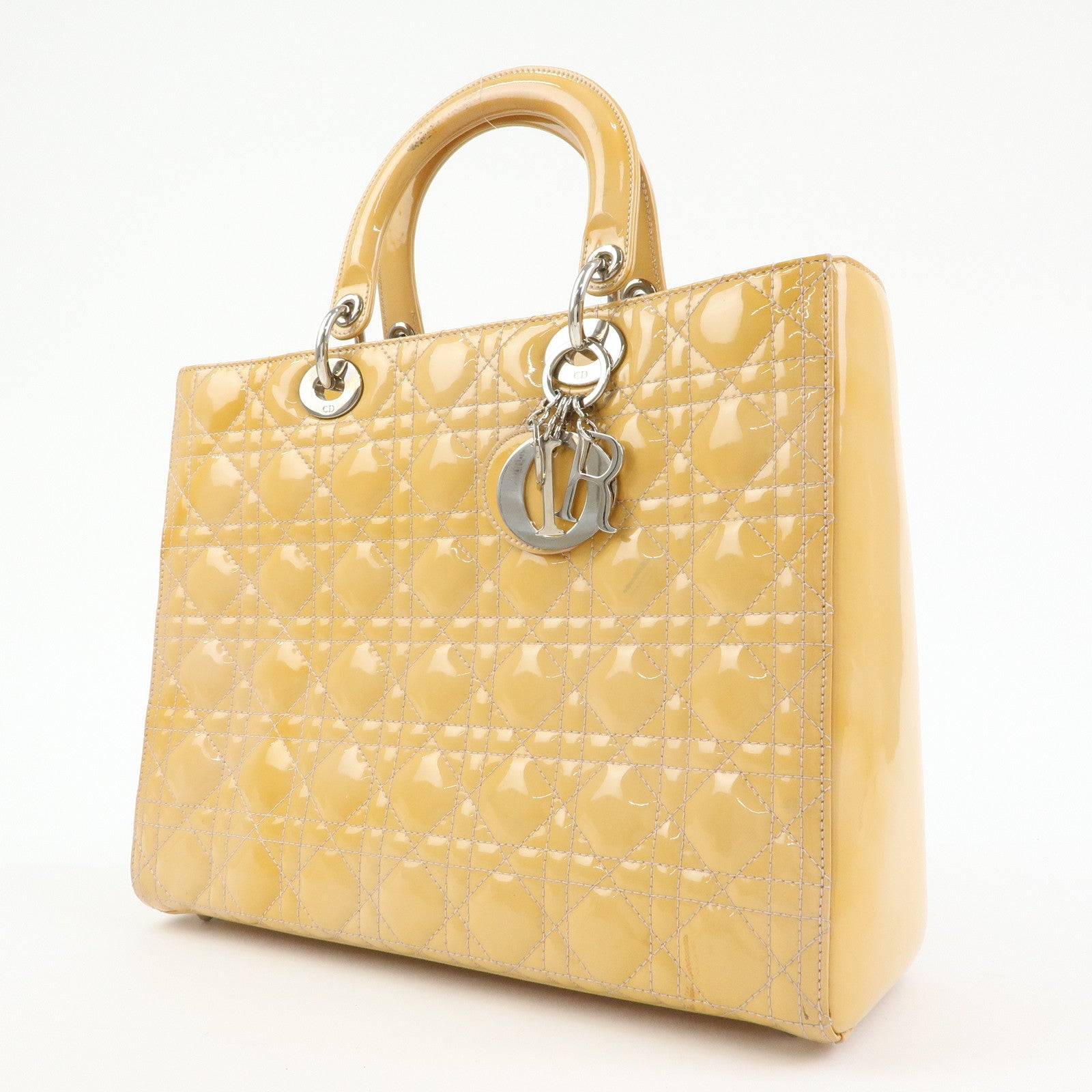 Christian Dior Lady Dior Cannage Patent Leather 2Way Hand Shoulder Bag
