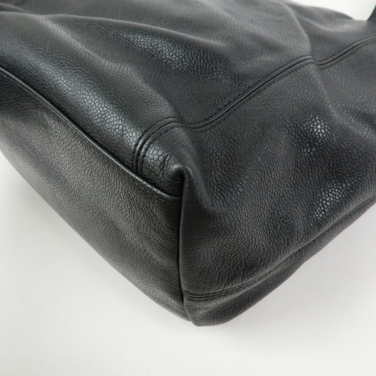 CHANEL COCO Mark Caviarskin Tote Bag Shoulder Bag Black Silver