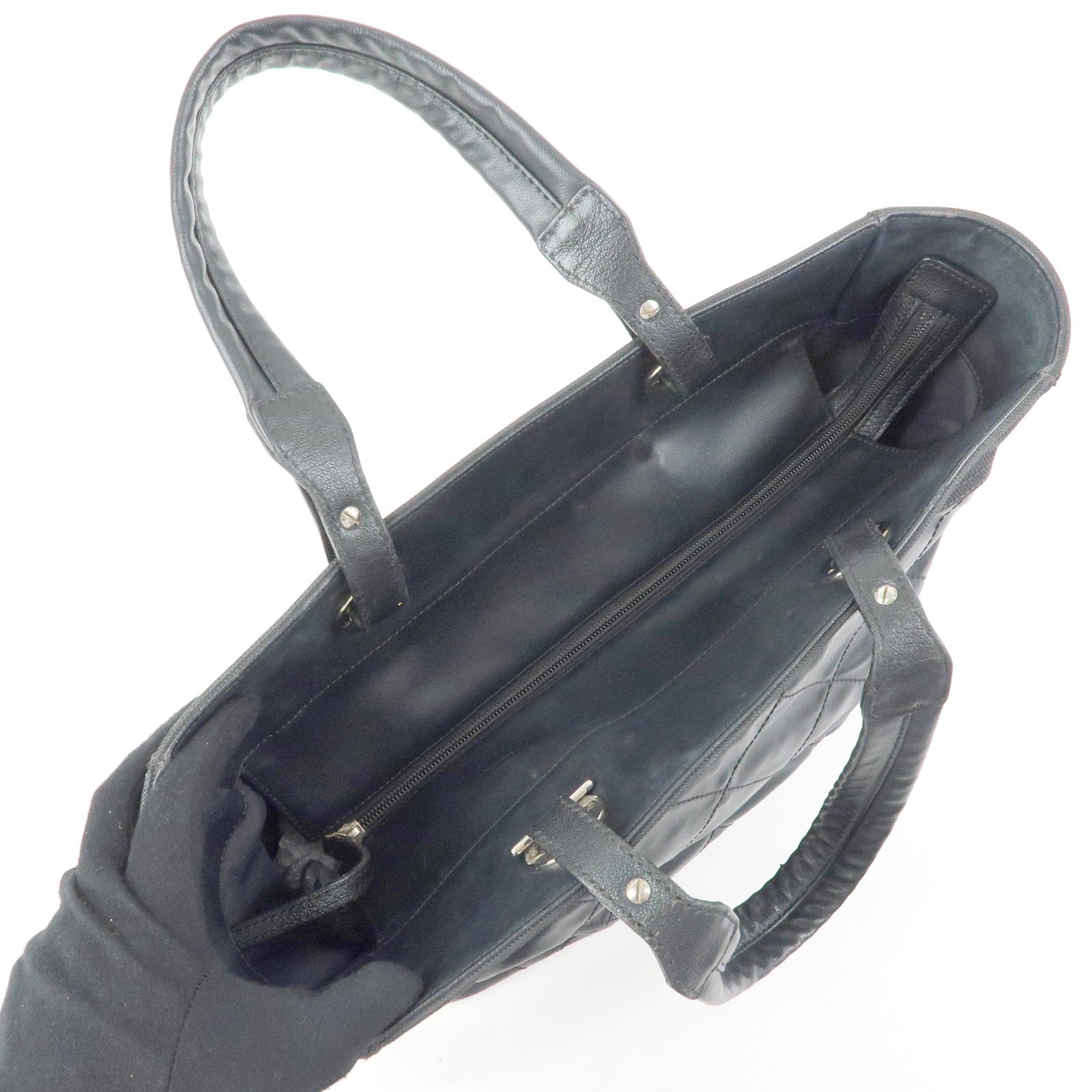 CHANEL PVC Leather Paris Biarritz Tote Bag Hand Bag MM Black A34209