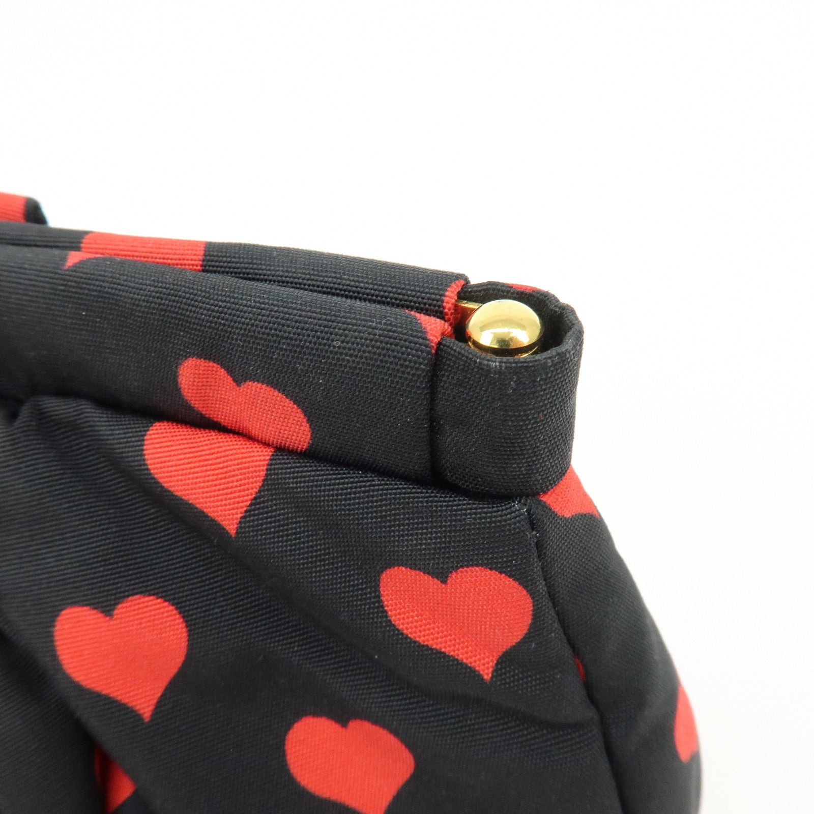 MIU MIU Nylon Heart Clutch Bag Pouch Black Red 5ND012