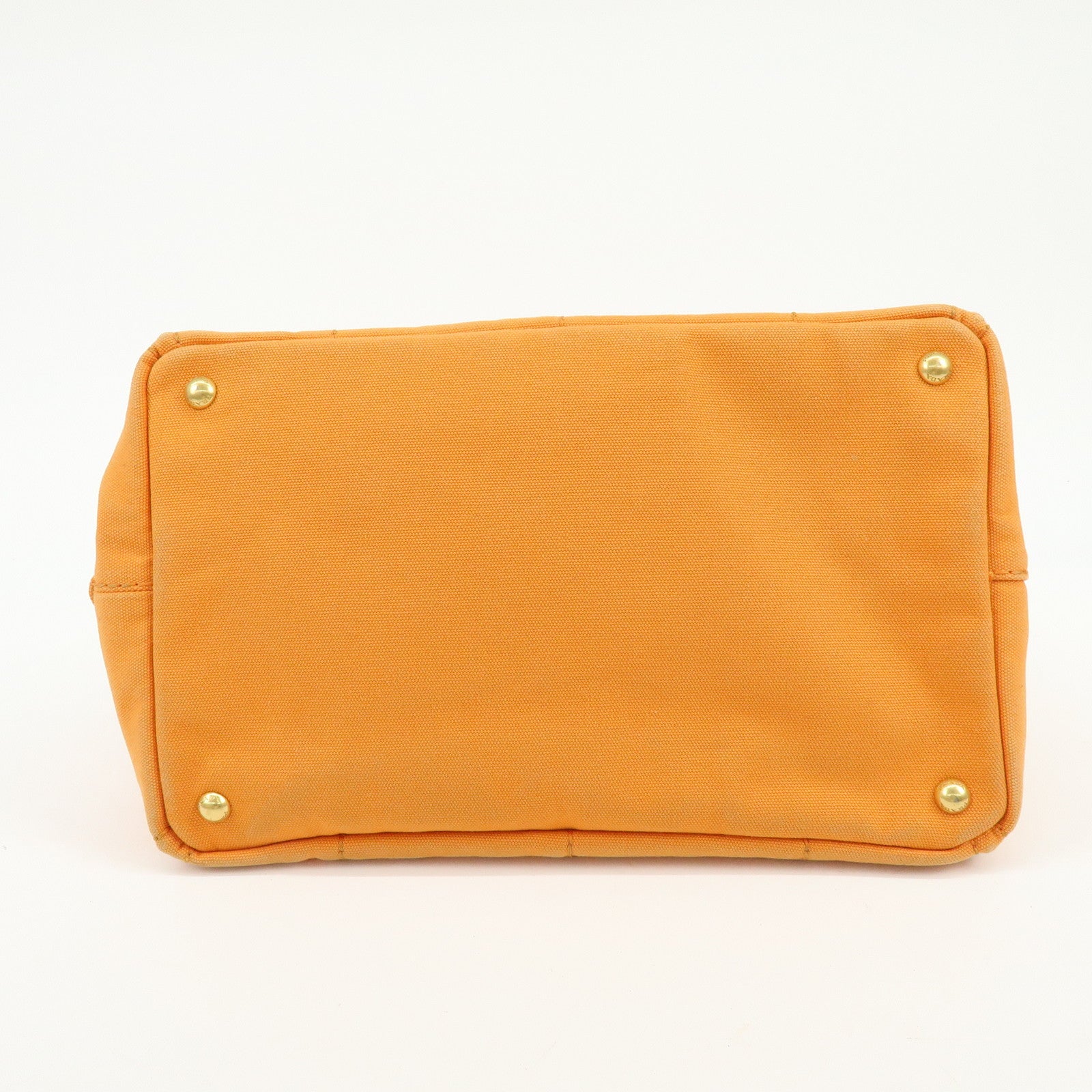 PRADA Canapa Triangle Logo Canvas Tote Bag Hand Bag Orange 1BG642
