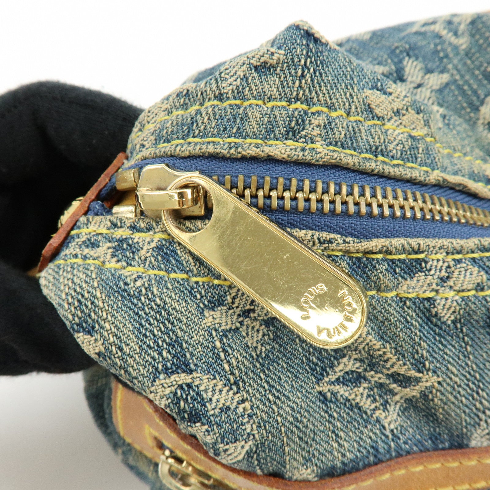 Louis Vuitton Monogram Denim Baggy PM 2Way Bag Shoulder Bag Blue M95049