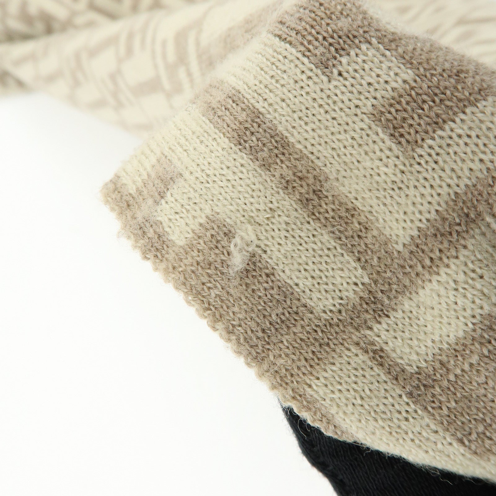 FENDI Zucca FF Logo Wool100% Scarf Stole Beige Ivory