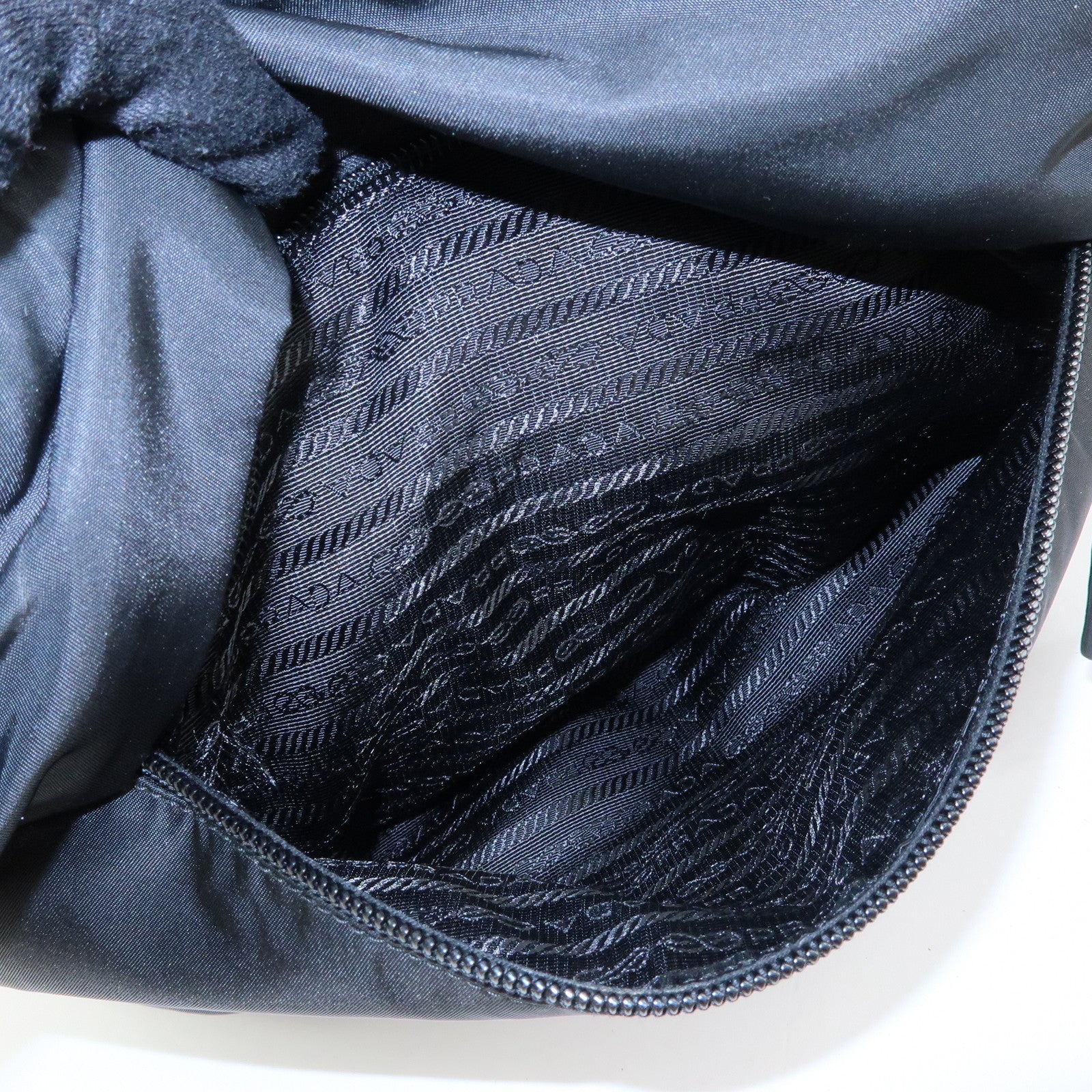 PRADA Triangle Logo Nylon Leather Shoulder Bag Crossbody Bag Black