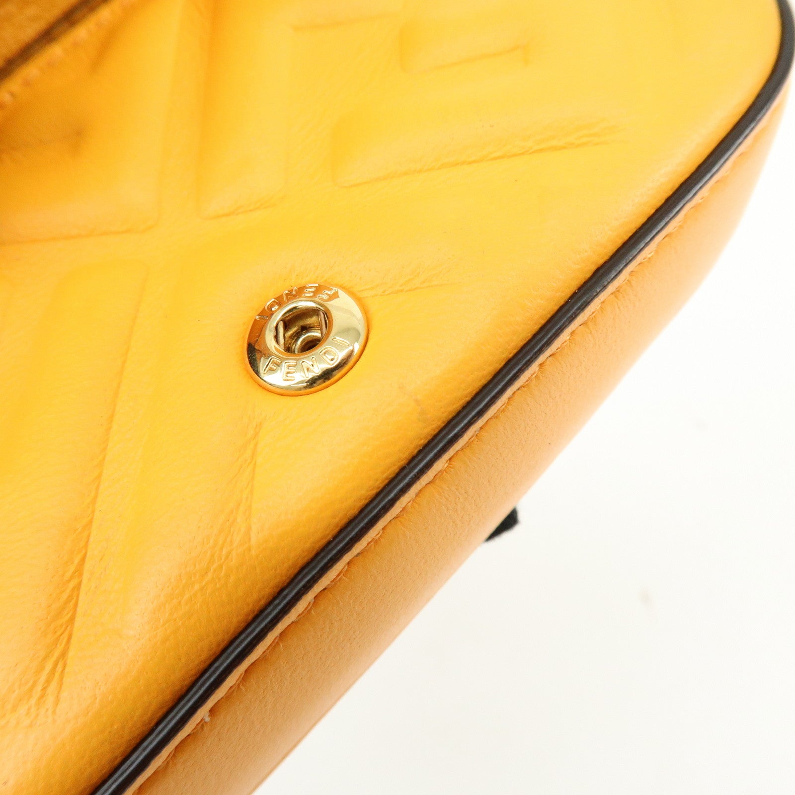 FENDI Nappa Leather Nano Baguette Charm Shoulder Bag Orange 7AR844