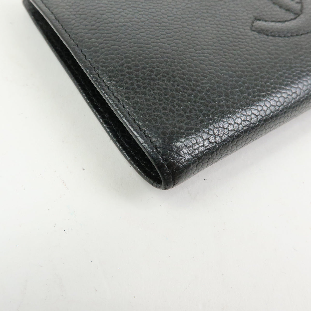 CHANEL COCO Mark Caviarskin Bi-fold Long Wallet  Black A82281
