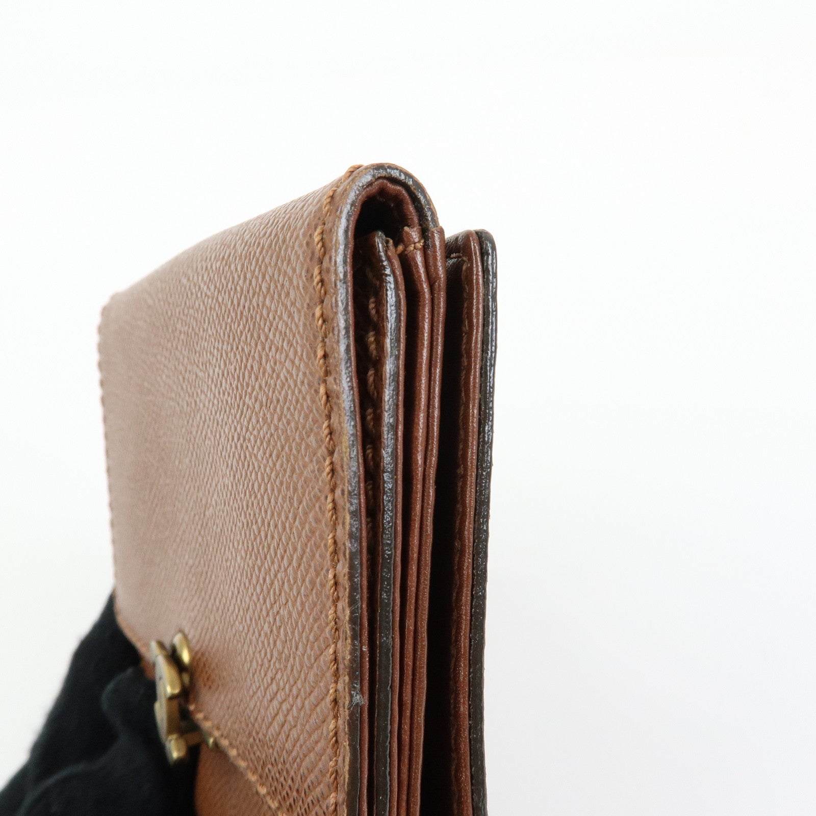 CHANEL COCO Mark Leather Bi-fold Compact Wallet Brown Gold